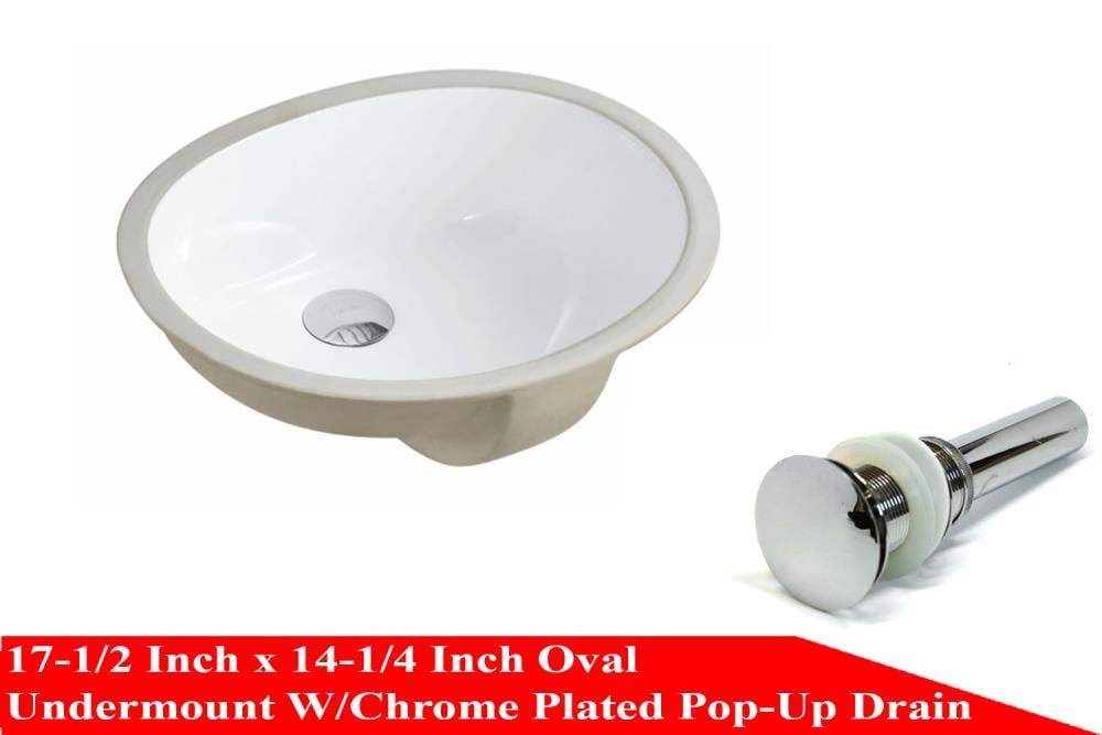 Kingsman Hardware Ceramic Undermount Oval Modern White Bathroom Sink ...