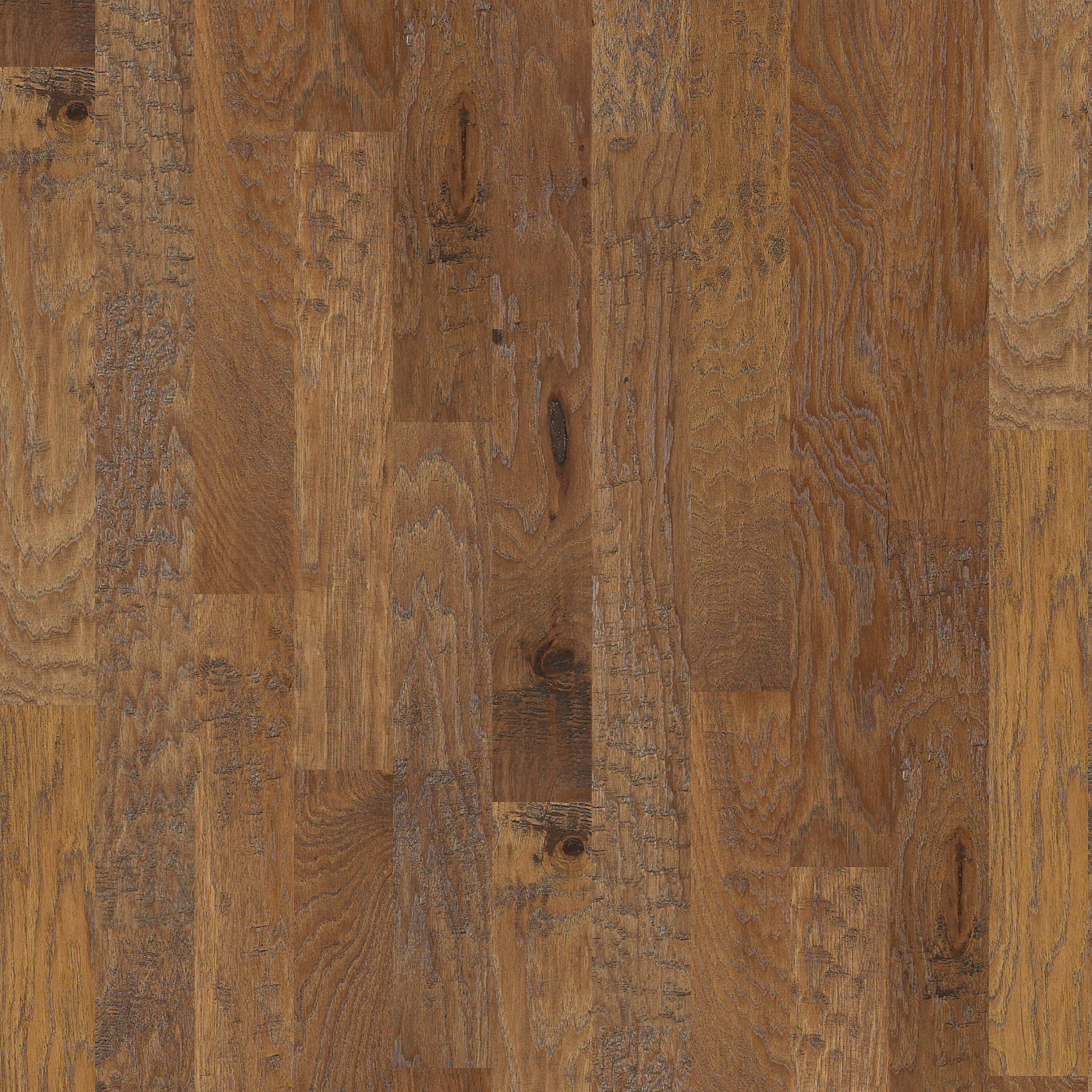 Shaw LX72402000 Sheffield Timber Hickory 5-in W x 3/8-in T x Varying Length Handscraped Water Resistant Engineered Hardwood Flooring ( 23.66-sq ft / Carton )