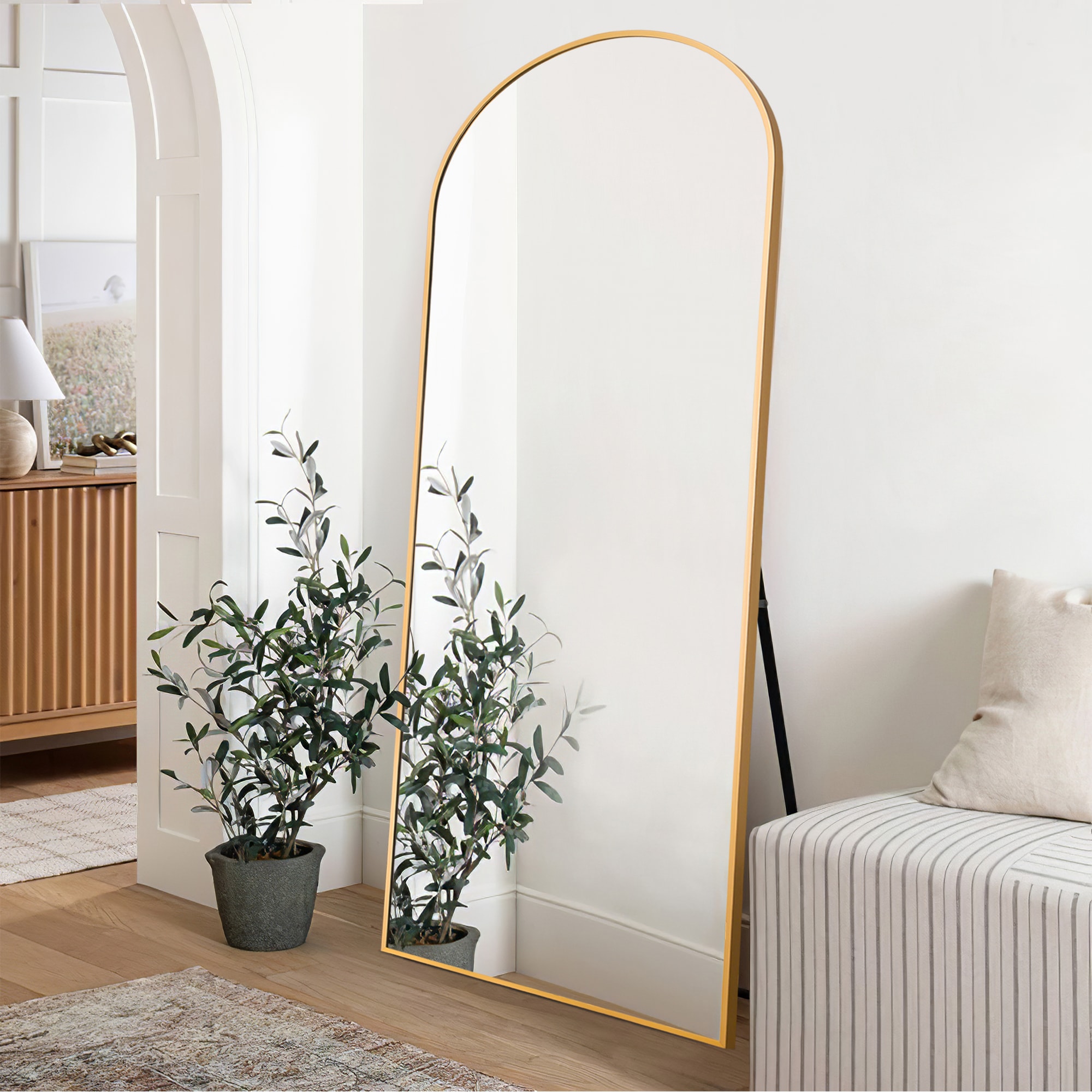 NeuType 30-in W x 67-in H Gold Arch Vanity Mirror at Lowes.com