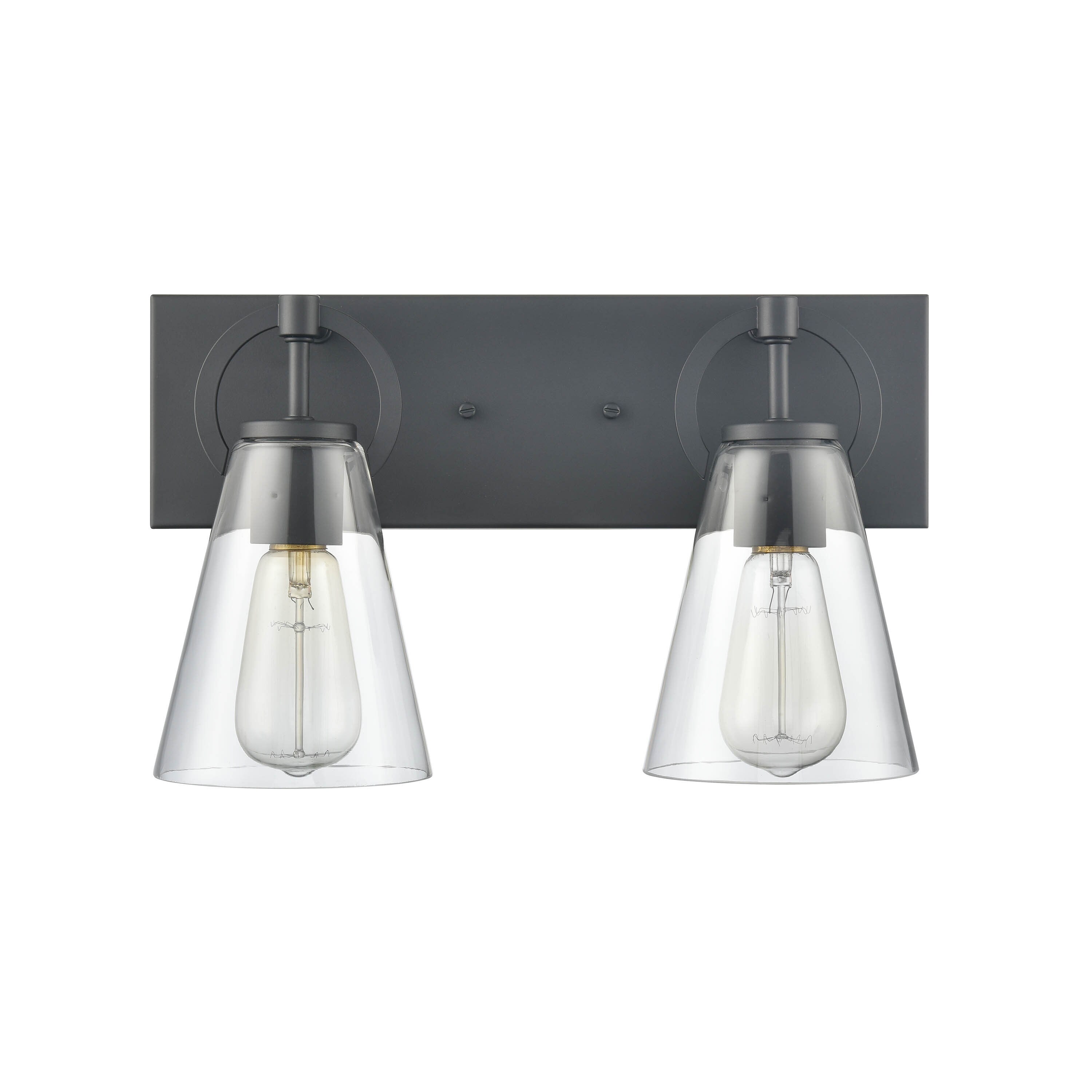 allen + roth ELW70021F-MB Harnell 15-in 2-Light Matte Black Transitional Vanity Light