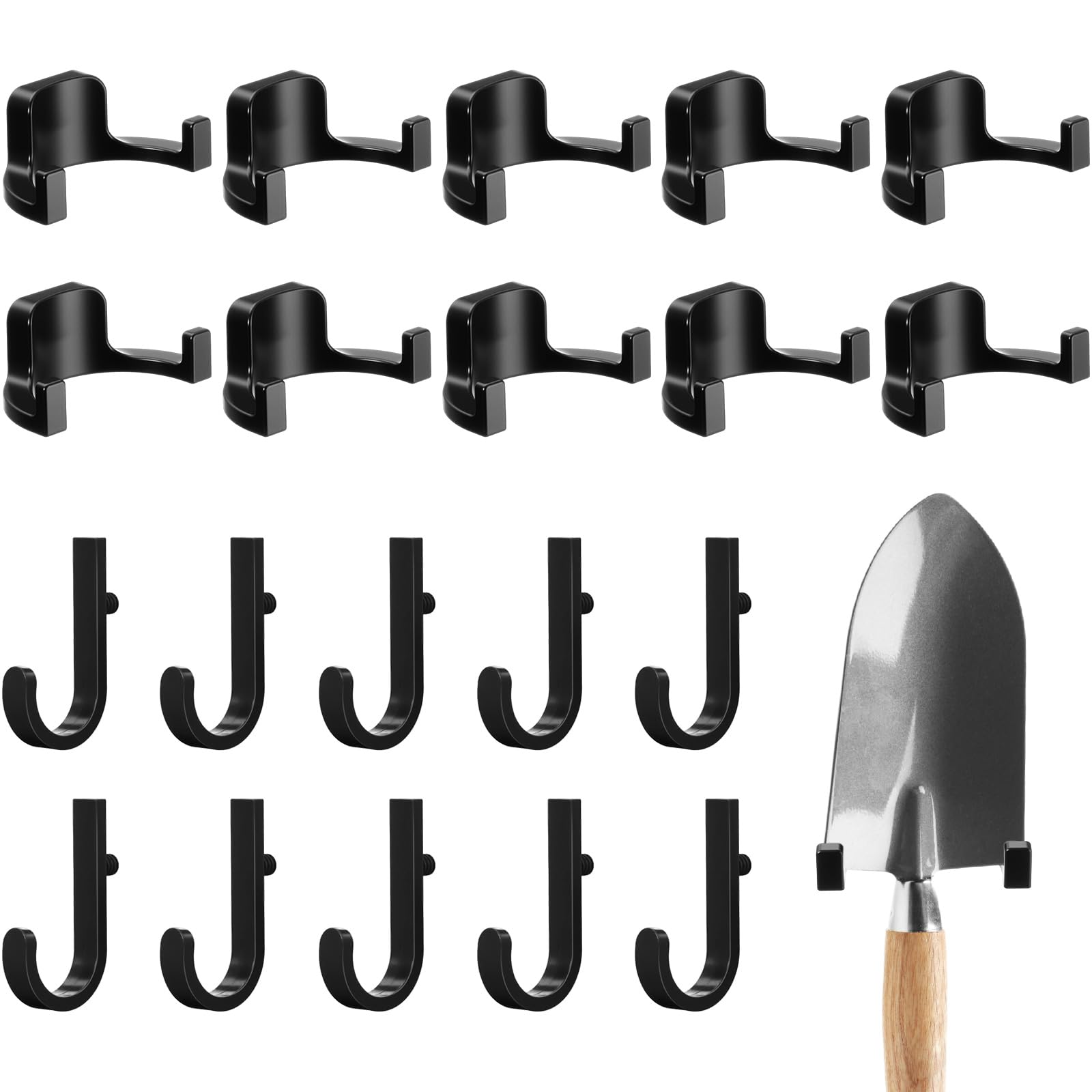 Anqtovp  20 Pcs Storage Shed Tool Hooks J and U Shape Black ABS Plastic Compatible with Craftsman Shed 5.31x3.27x0.79 in 4.13x3.14x1.77 in