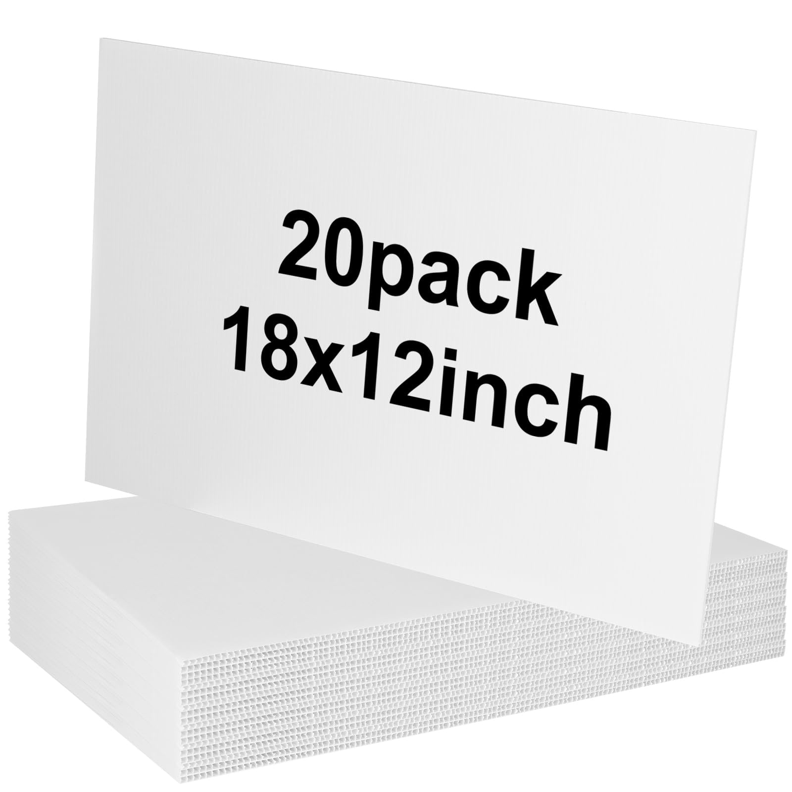 Etokfoks  18x12 in White PVC Corrugated Plastic Sign Board 4mm Thick 20 Pack Waterproof Double Sided
