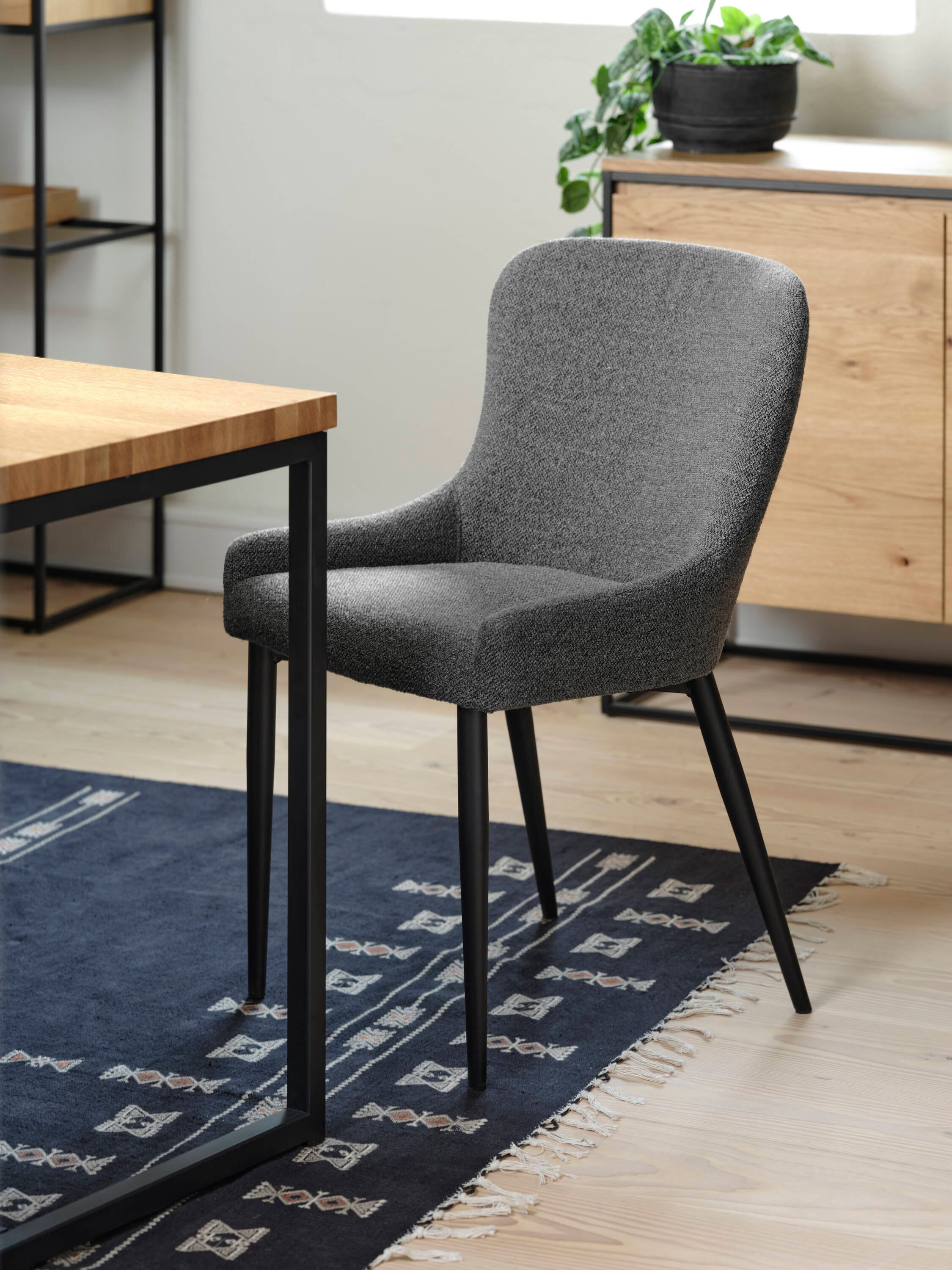  OA-3470-01 Contemporary/Modern Boucle Upholstered Dining Side Chair (Metal Frame)