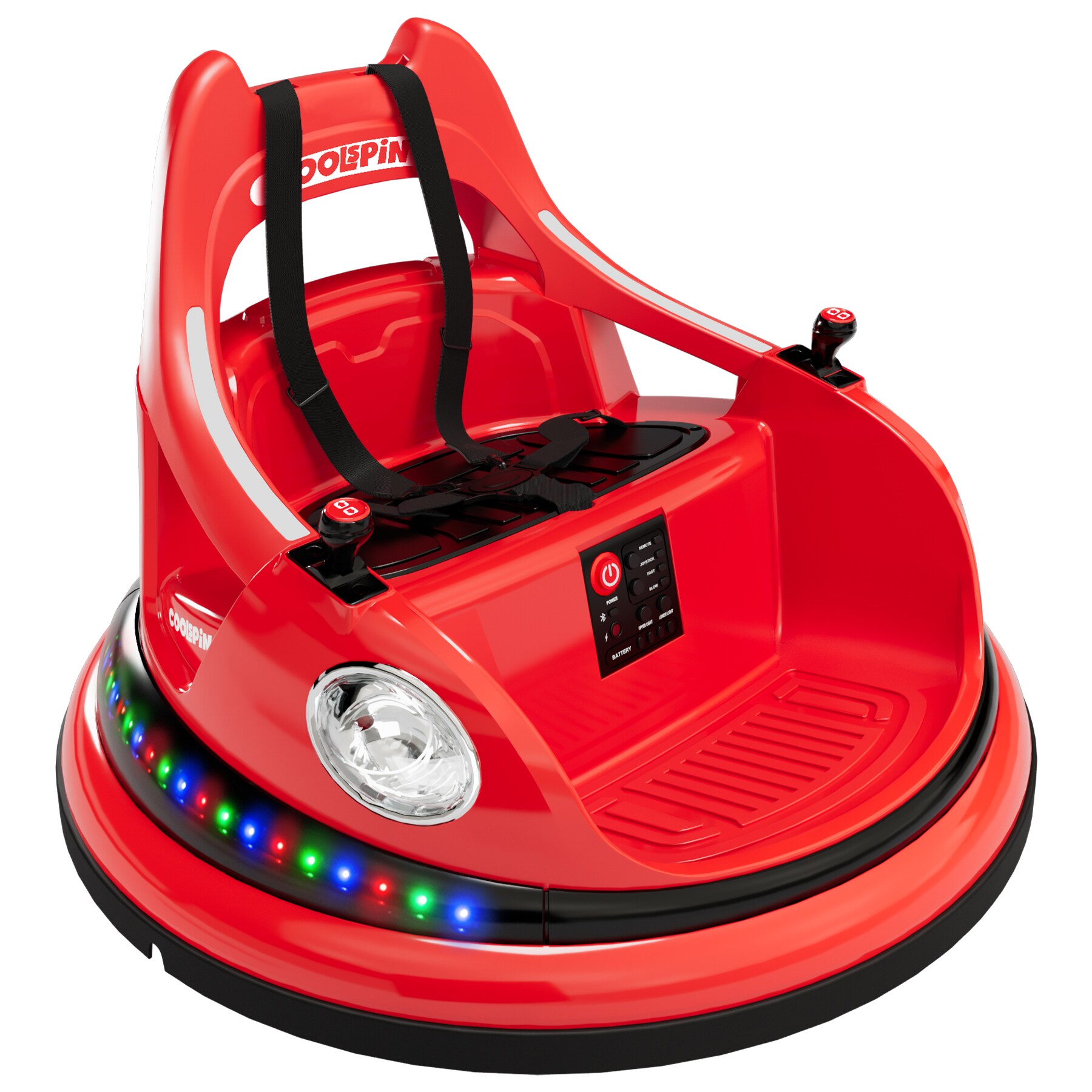 Der Rose RIDE ON CAR-003020 12V Electric Bumper Car For Kids Ages 4 To 8 With 360 Degree Rotation Remote Control Led Lights Bluetooth Music Two Speed Settings And Safety Belt Red
