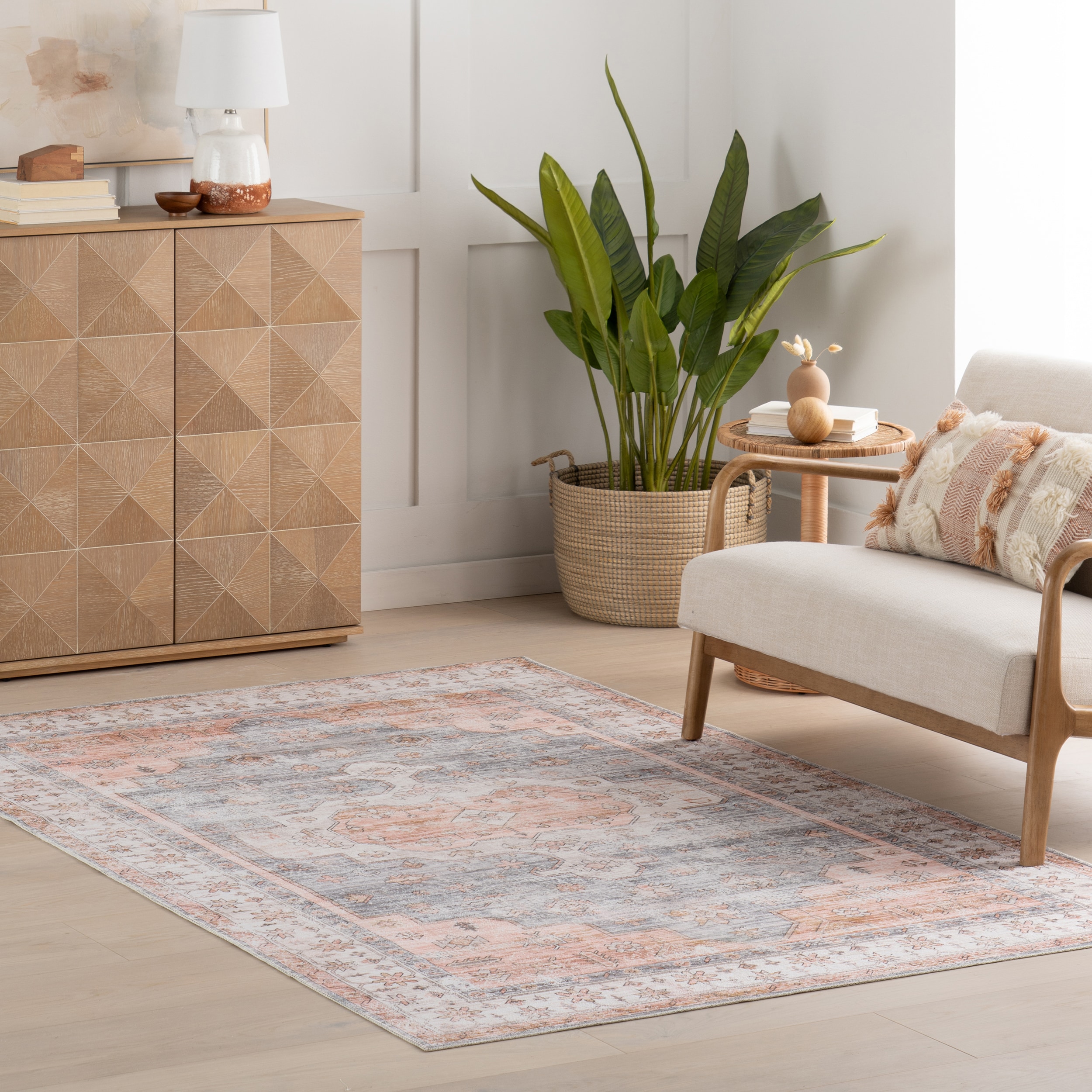 nuLOOM 200BIVL06B-508 Vinka SplashGuard Machine Washable 5ft. x 8ft. Light Orange Area Rug