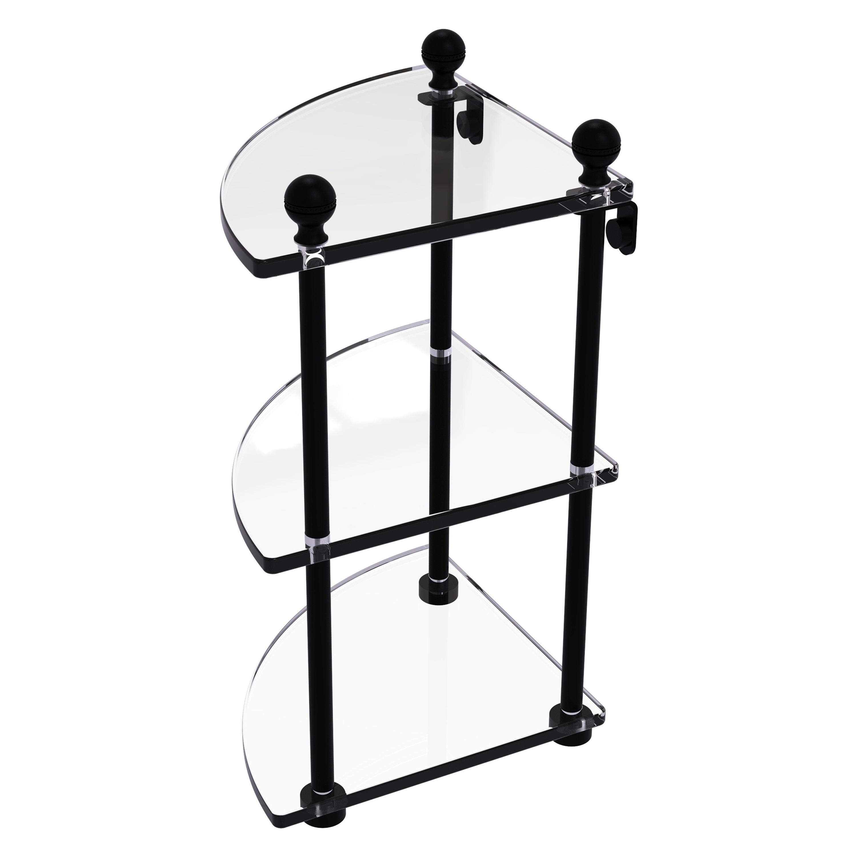 Allied Brass MA-6-BKM Mambo Matte Black 3-Tier Wall Mount Corner Bathroom Shelf (8-in x 15-in x 8-in)