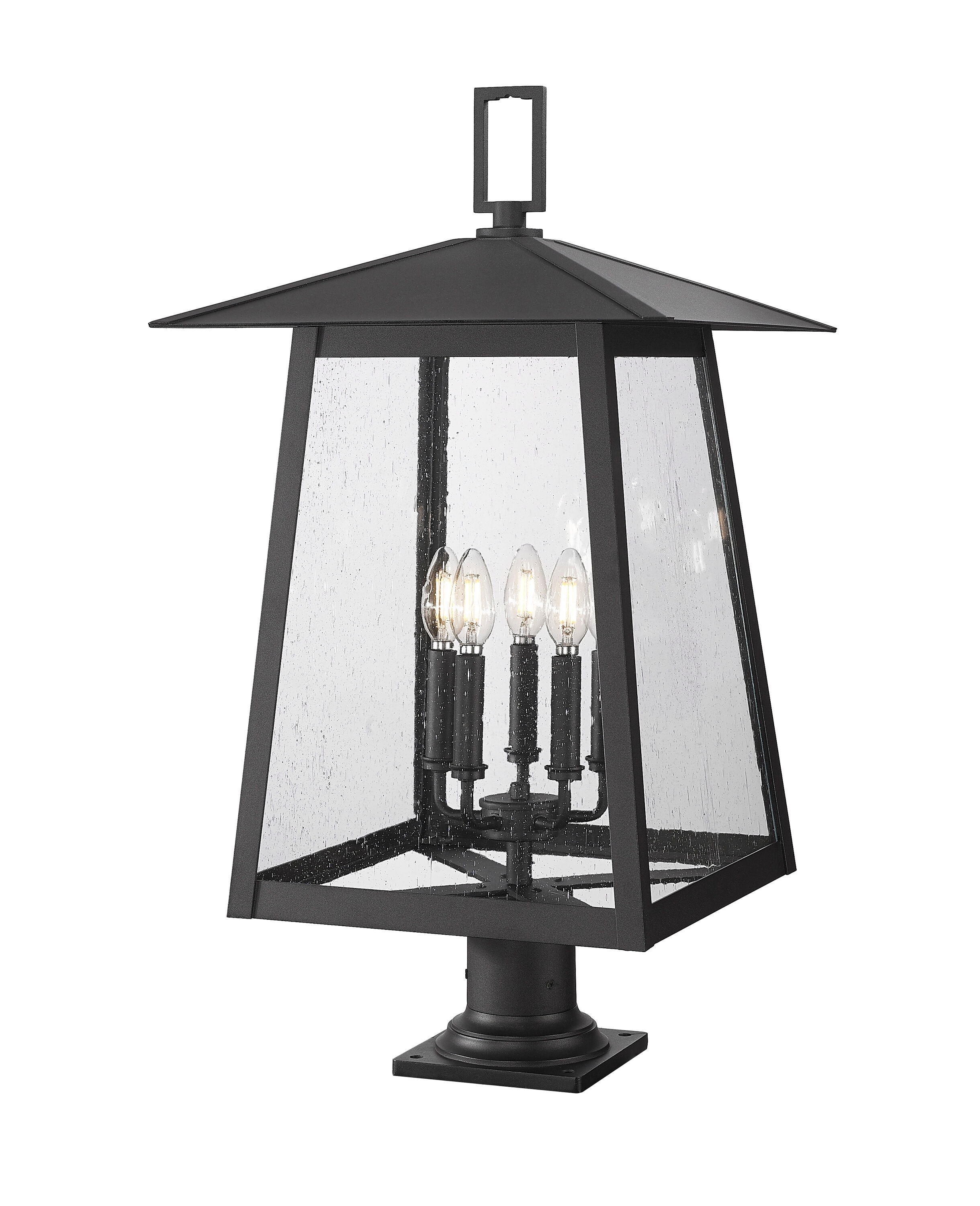 Z-Lite 5015PHXLR-533PM-BK Rainer 29.5-Inches H Black Hardwired LED Incandescent Pier-mounted light
