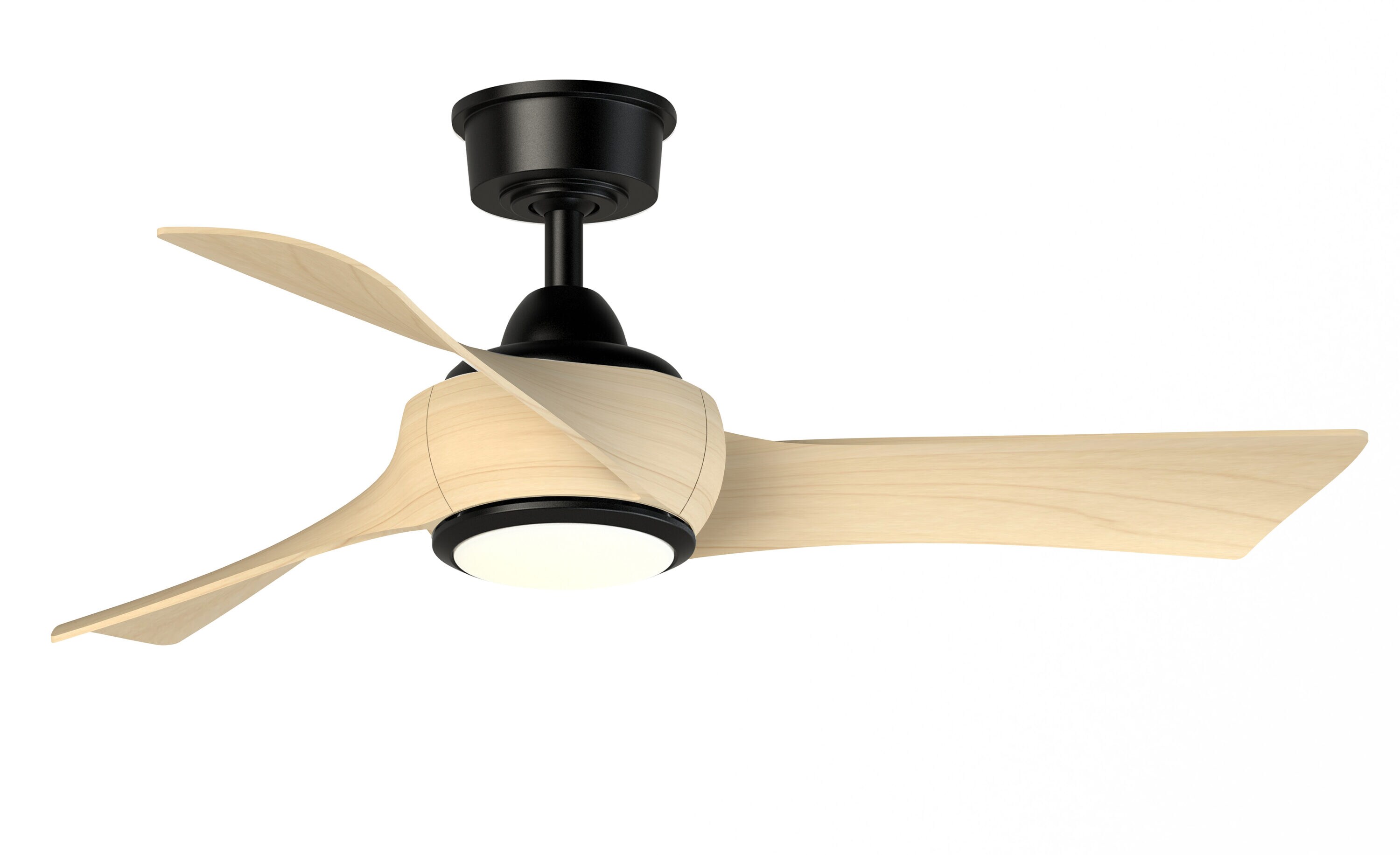 Fanimation Wrap Custom 44-in Black with Natural Blades Color-changing Integrated LED Indoor/Outdoor Smart Ceiling Fan with Light and Remote (3-Blade) FPD8530BL-44N-LK Sansujyuku sansujyuku.com