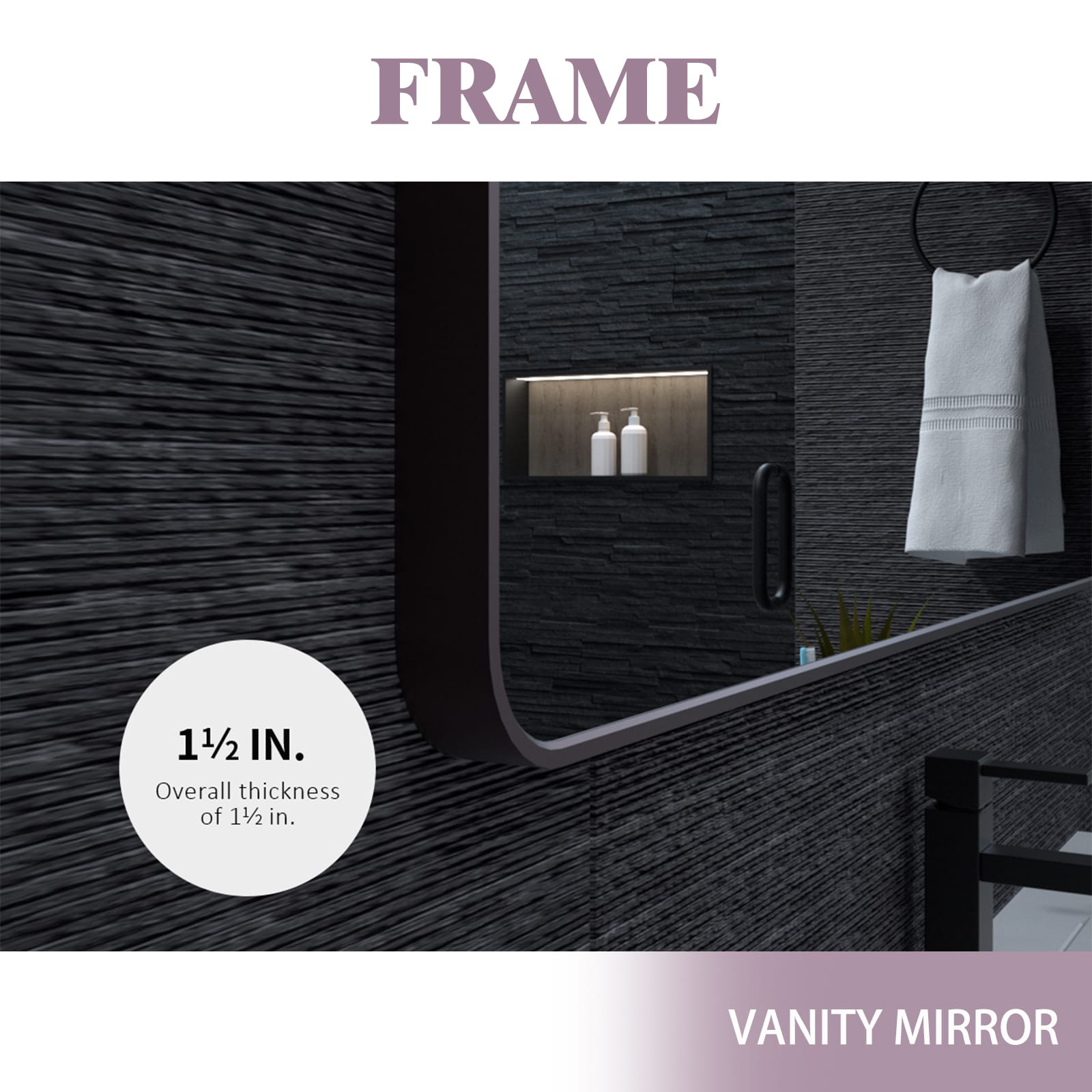 WELLFOR BFB8DHG-WF Framed-Bath-Mirrors - View #5