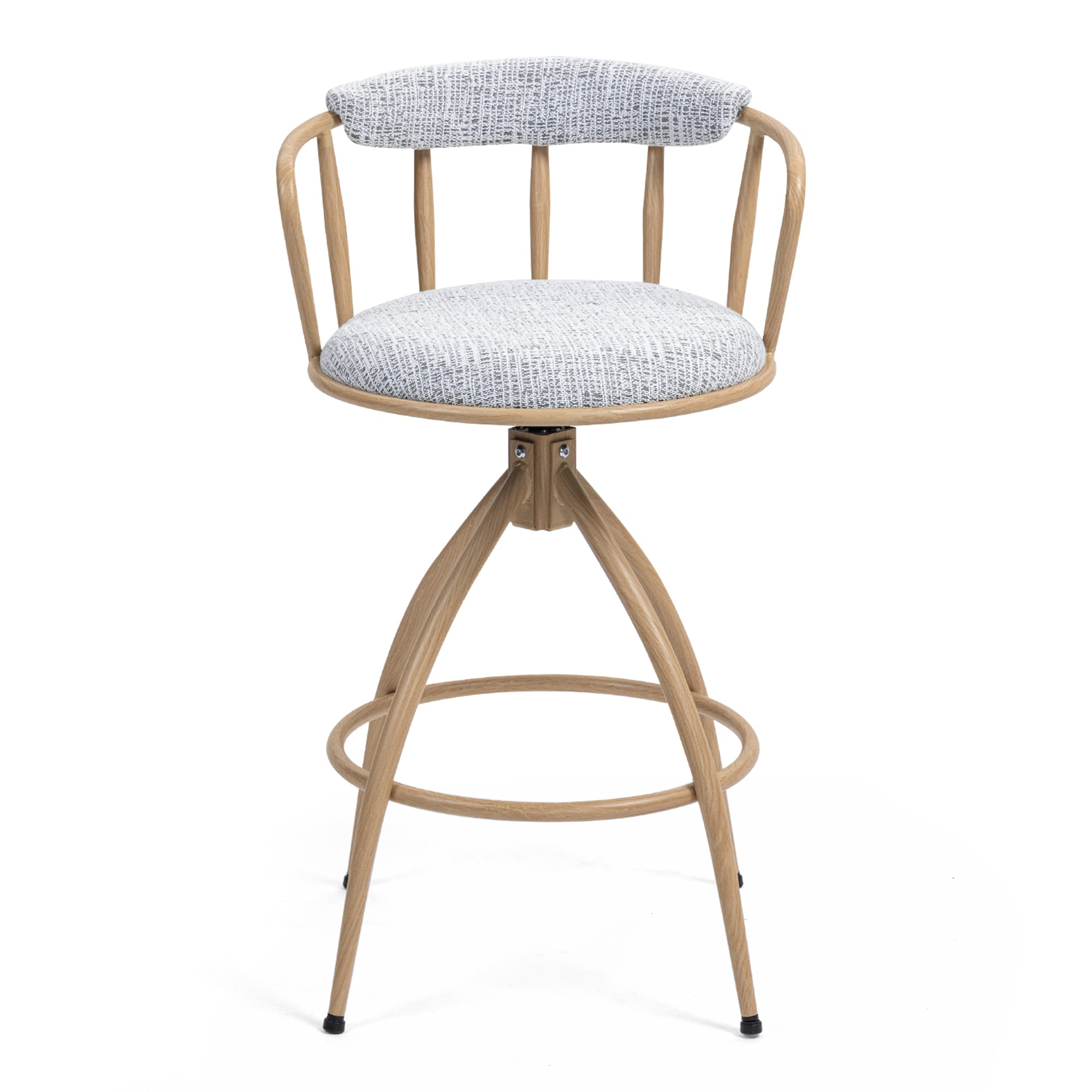 Bybafun YD3800038 Set of 2 Beige 26-in H Counter height (24-in to 27-in) Round Seat Upholstered Swivel Metal Back Bar Stool with Arms and Back