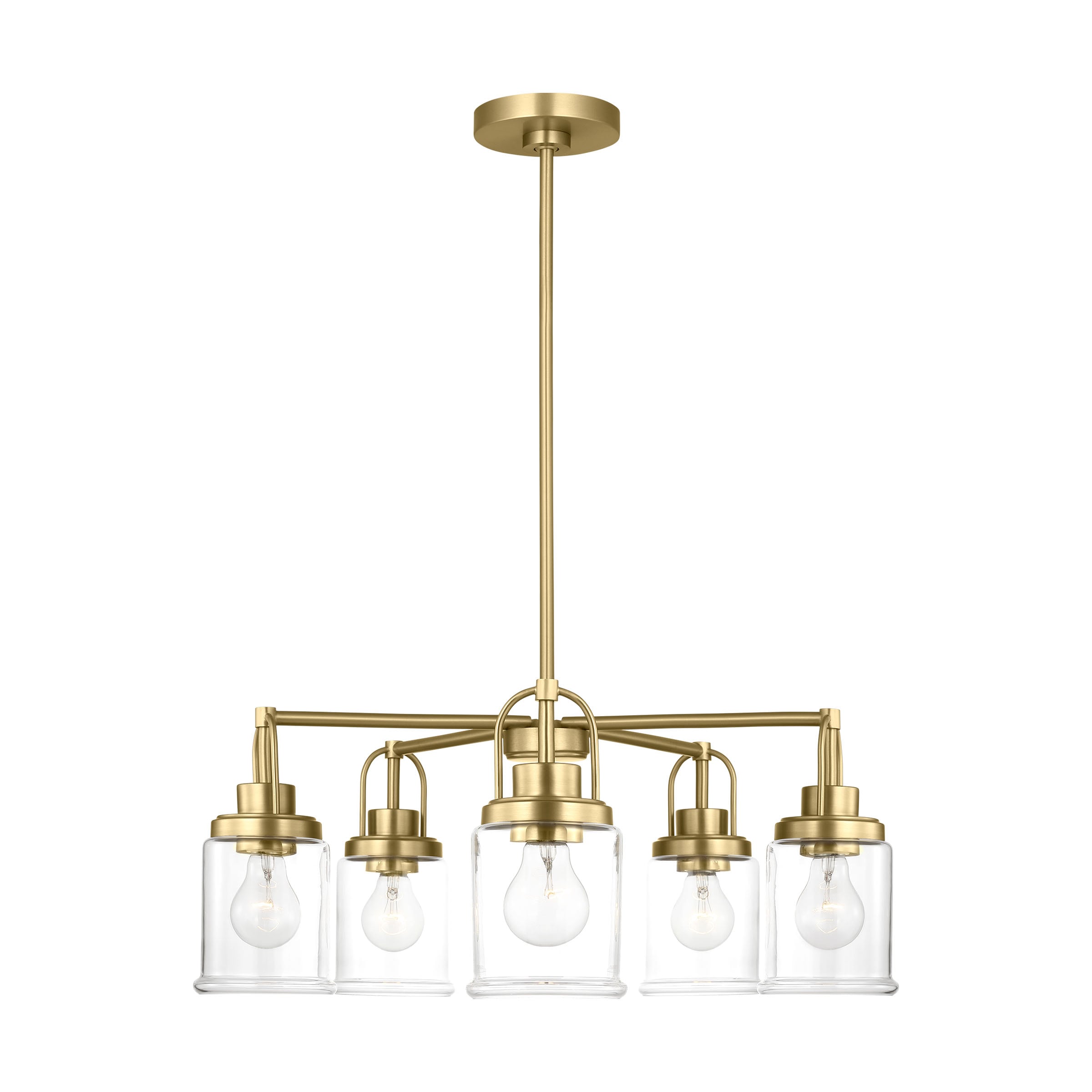 Generation Lighting GLC1175SB Anders 5 -Light Satin Brass Transitional For Use in Dining Rooms, Living Rooms Chandelier