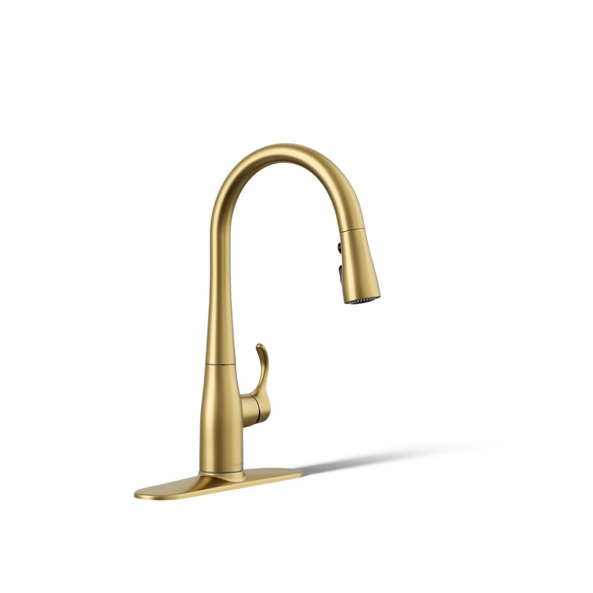 KOHLER K-597-2MB Simplice Vibrant Brushed Moderne Brass Single Handle Deck-mount Pull-down Kitchen Faucet with Sprayer ( Deck Plate Included )
