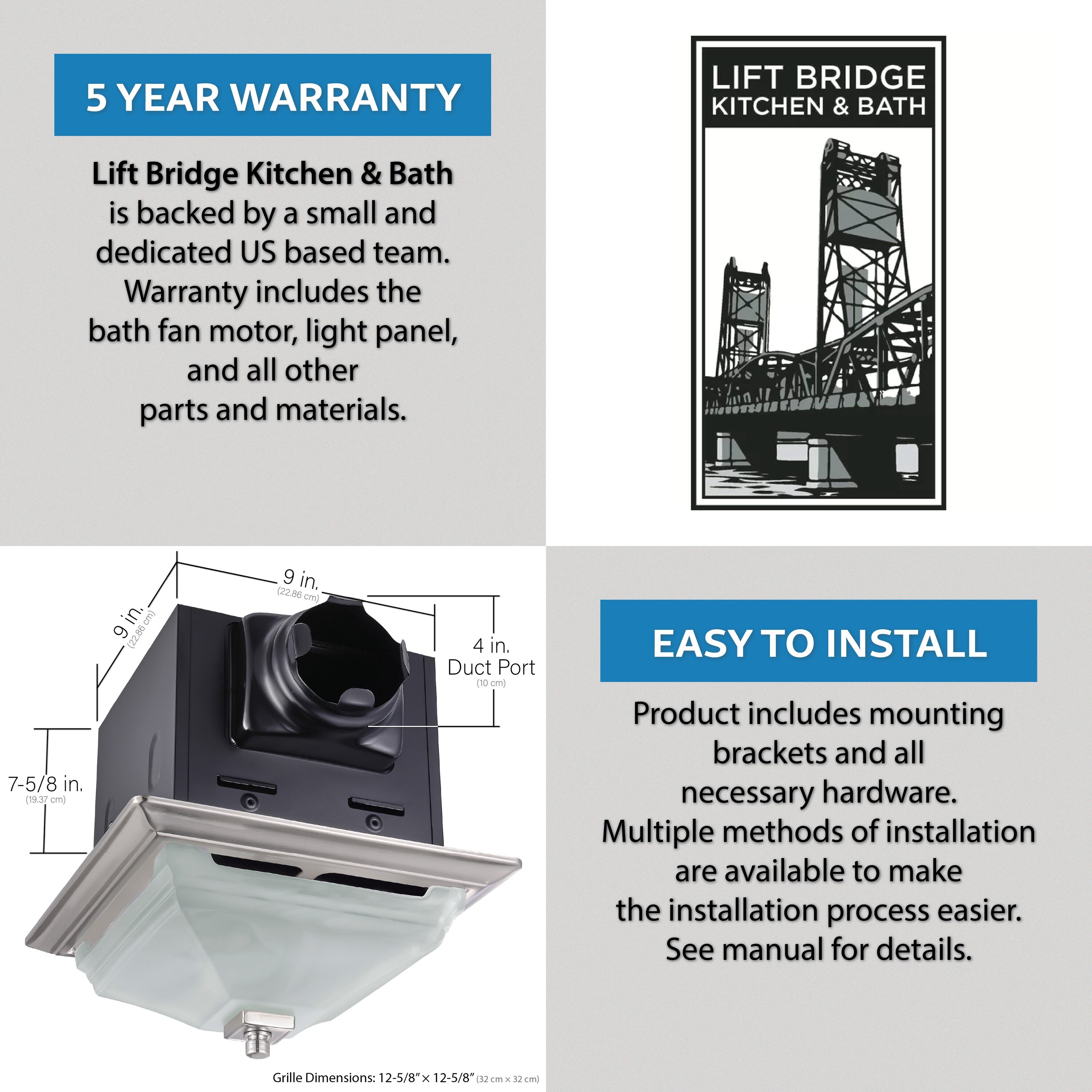 Lift Bridge Kitchen & Bath DSQR110BNL Bath-Fans - View #5