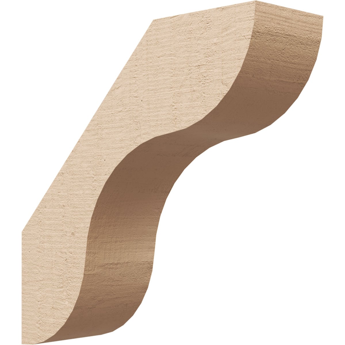 Ekena Millwork BRCUR03X10X10CARRCPR 3-in x 10-in x 10-in Primed Urethane Carmel Rough Cedar Woodgrain TimberThane KneeBrace