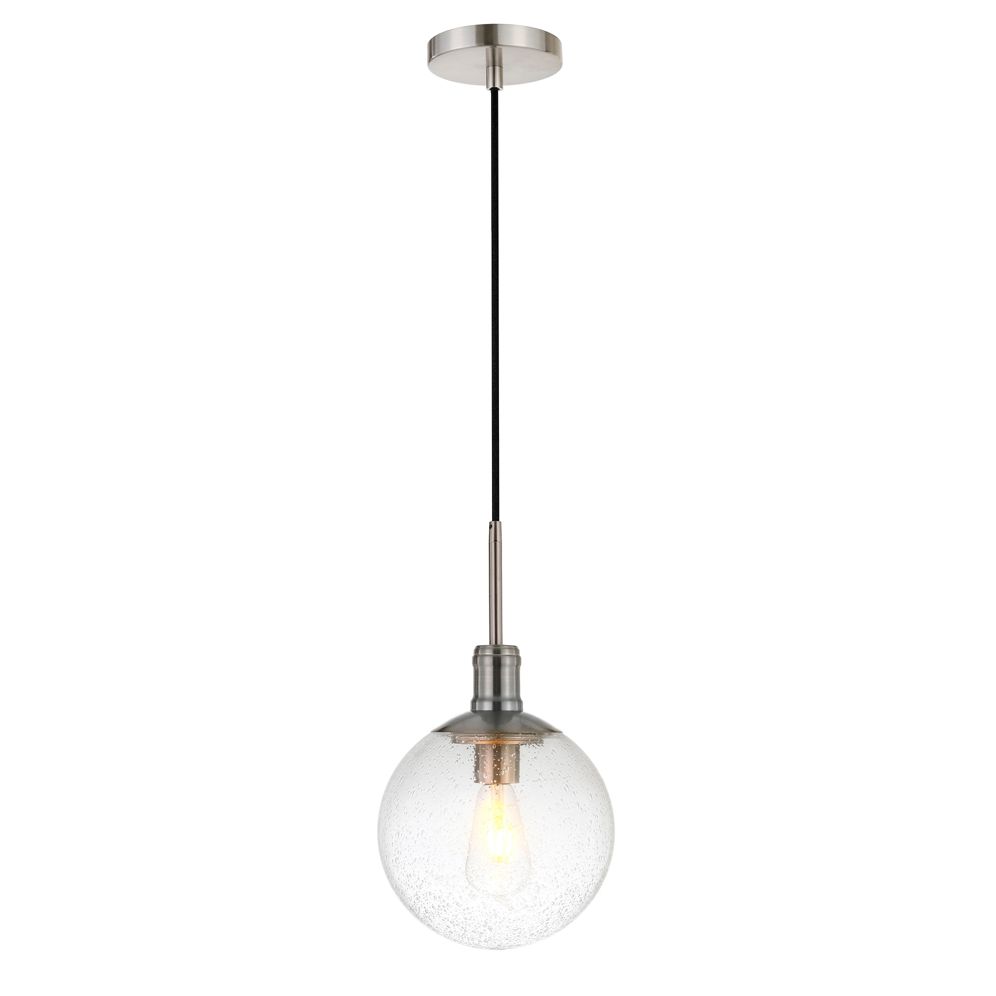 seeded glass pendant light brushed nickel