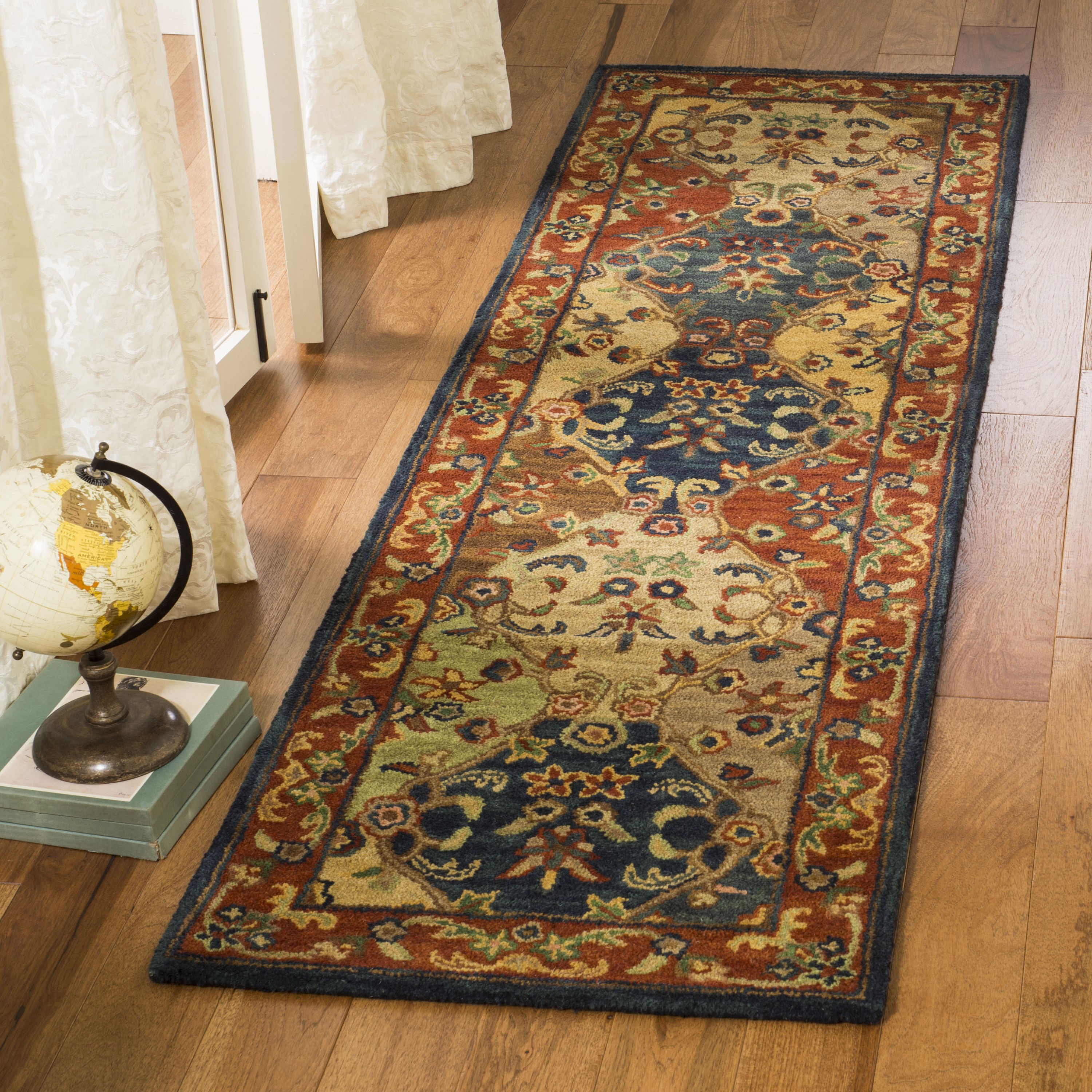 Safavieh HG911B-28 Heritage Abaya 2 x 8 (ft) Tufted Wool Beige/Burgundy Rectangular Indoor Floral/Botanical Oriental Runner rug