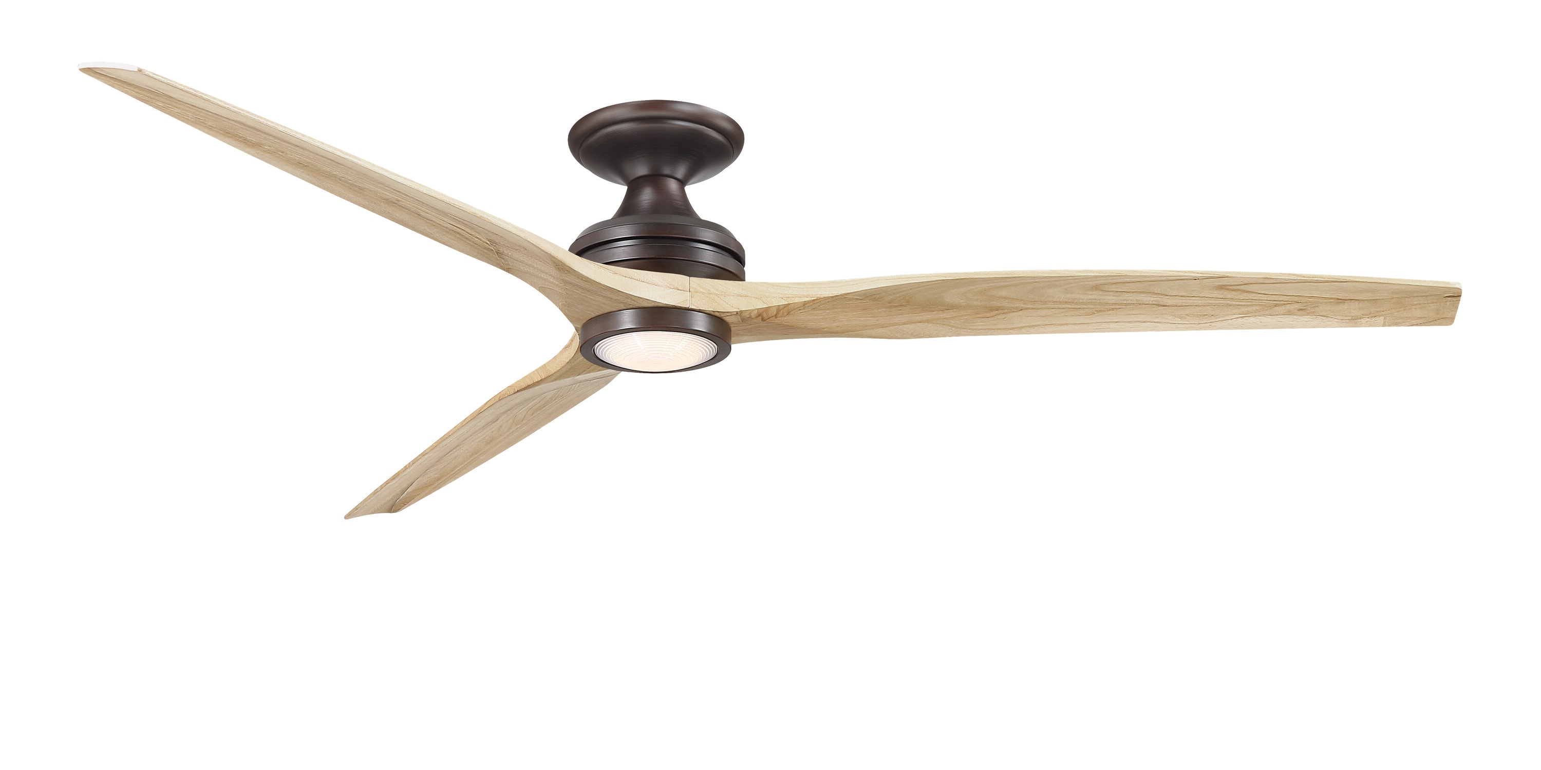 Fanimation Spitfire 72-in Galvanized with Whiskey Wood Blades Color-changing Integrated LED Indoor/Outdoor Flush Mount Smart Propeller Ceiling Fan with Light and Remote (3-Blade) FPD6721BGZ-72WK-LK-F Sansujyuku sansujyuku.com