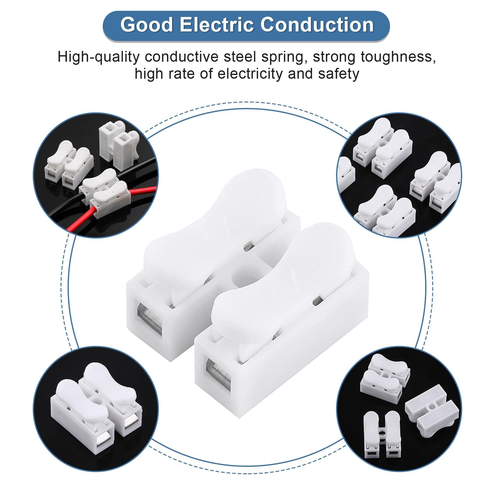 Misopily 2 Pin Wire Connectors 100 Pieces Spring Terminal Cable Clamp ...