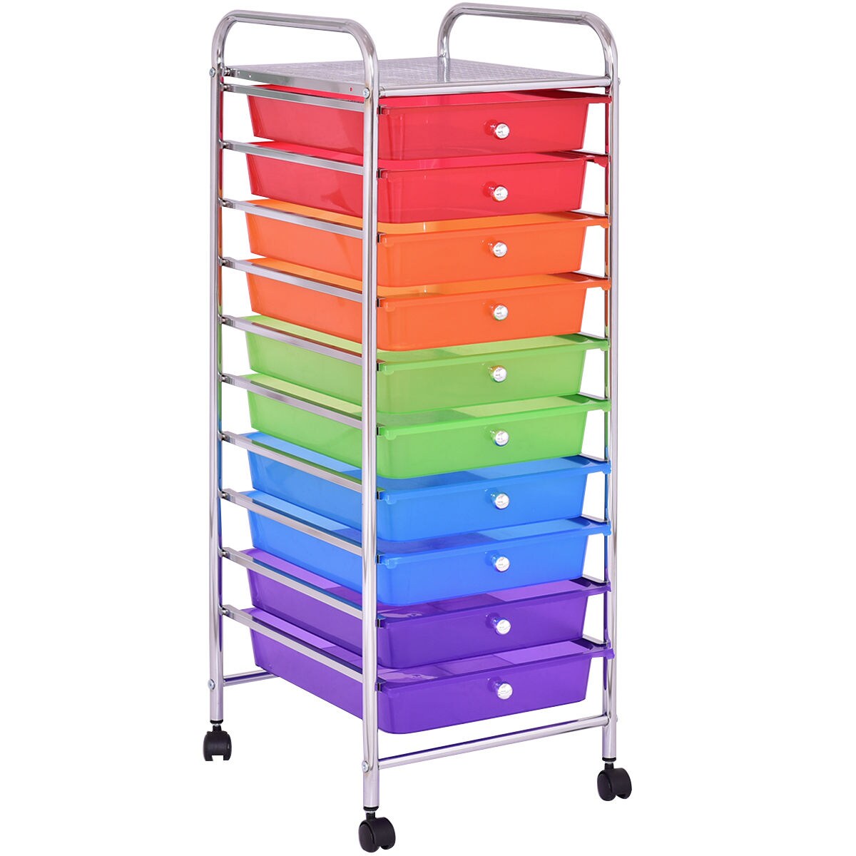 Costway 10-Drawer Office Cart with Casters - Multiple Colors, Durable ...