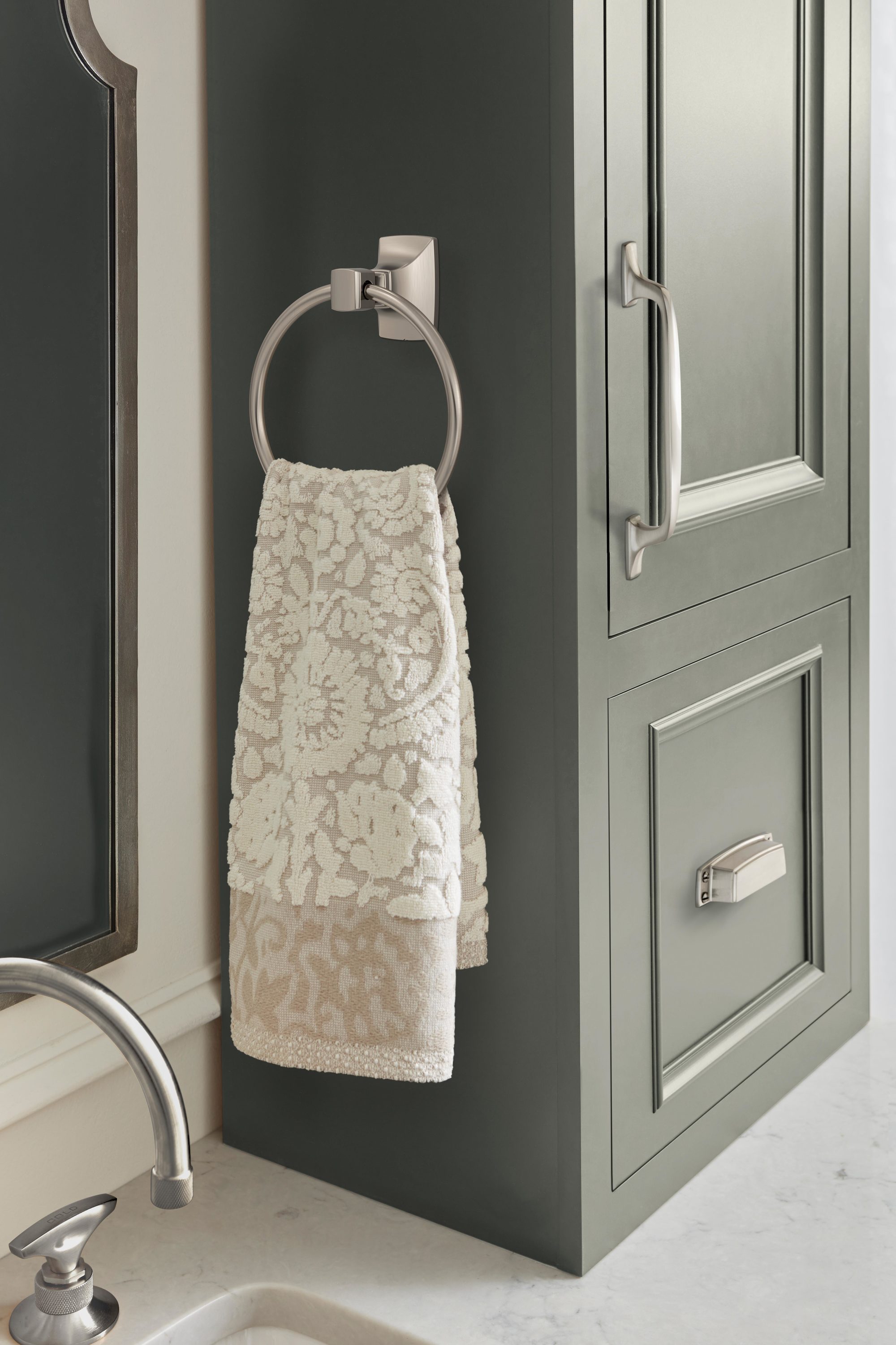 Brushed Nickel 7-7/16 Inch Wall Mounted Towel Ring