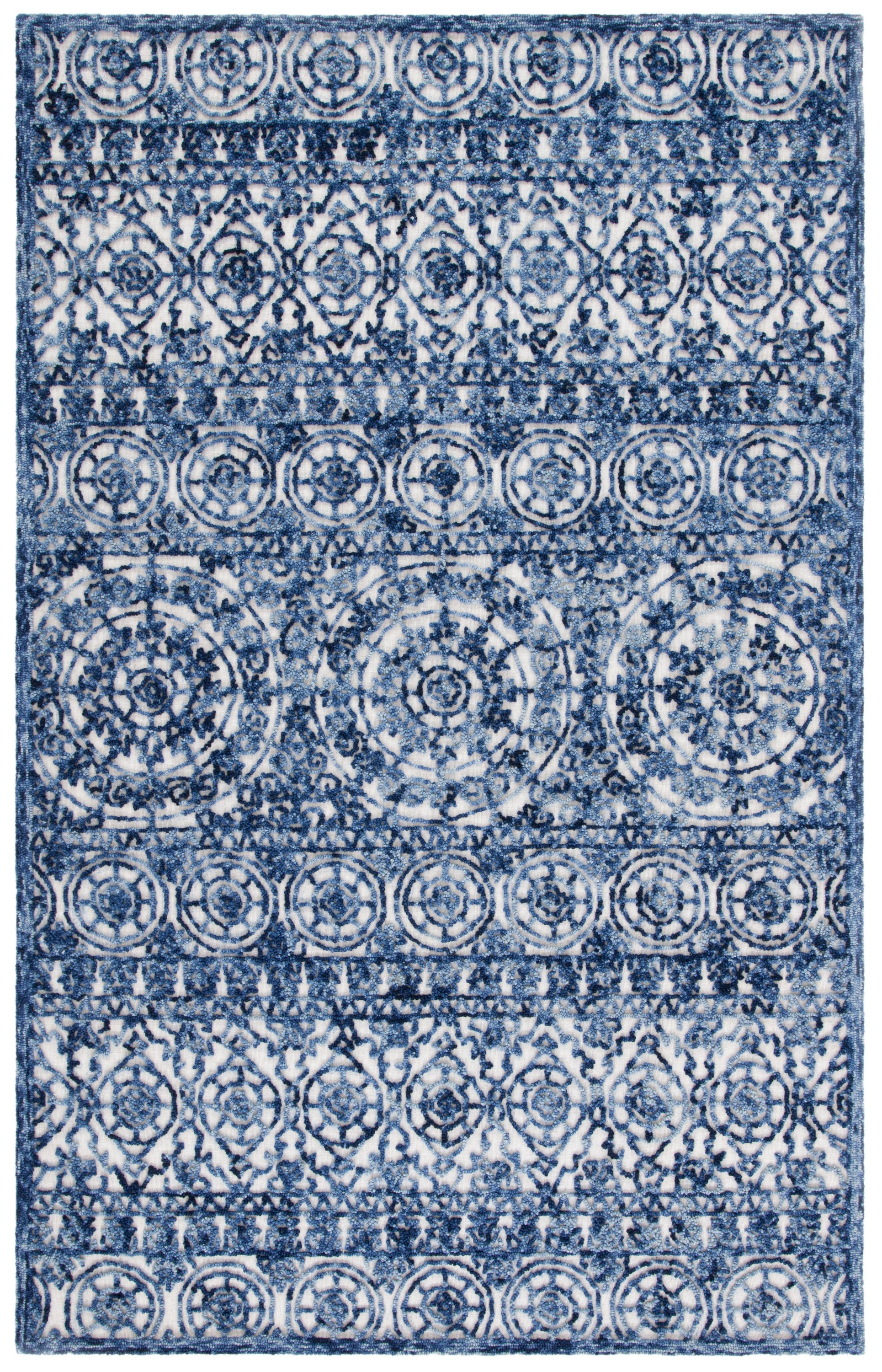Trace TRC701 Hand Tufted Area Rug - Navy/Ivory - 6'x9' - Safavieh.