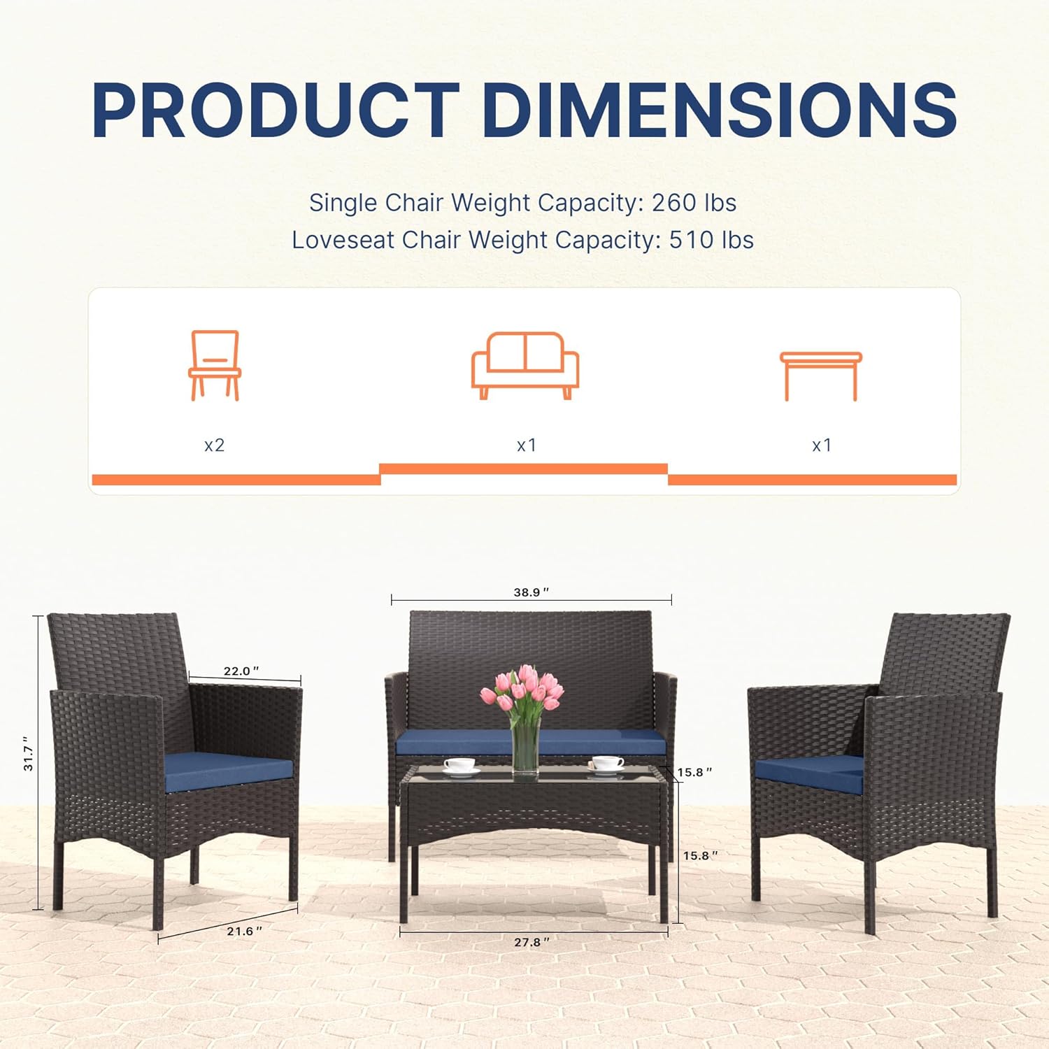 ALAULM LS-729-SJT-NAVY Patio-Conversation-Sets - View #3