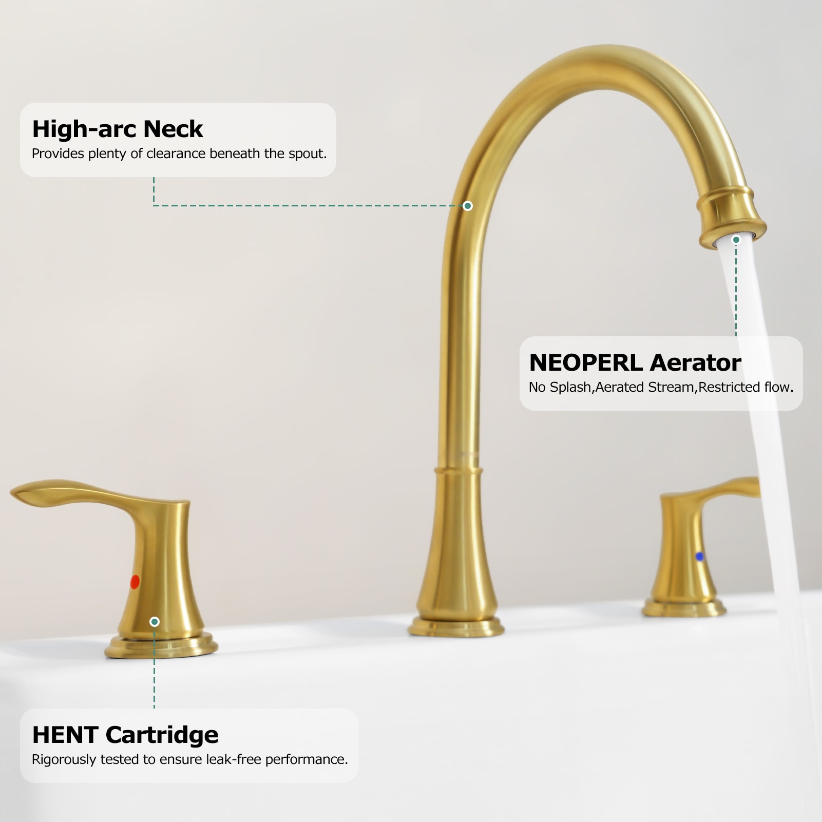 Demeter Brushed Gold High Arc 2-Handle Roman Tub Faucet