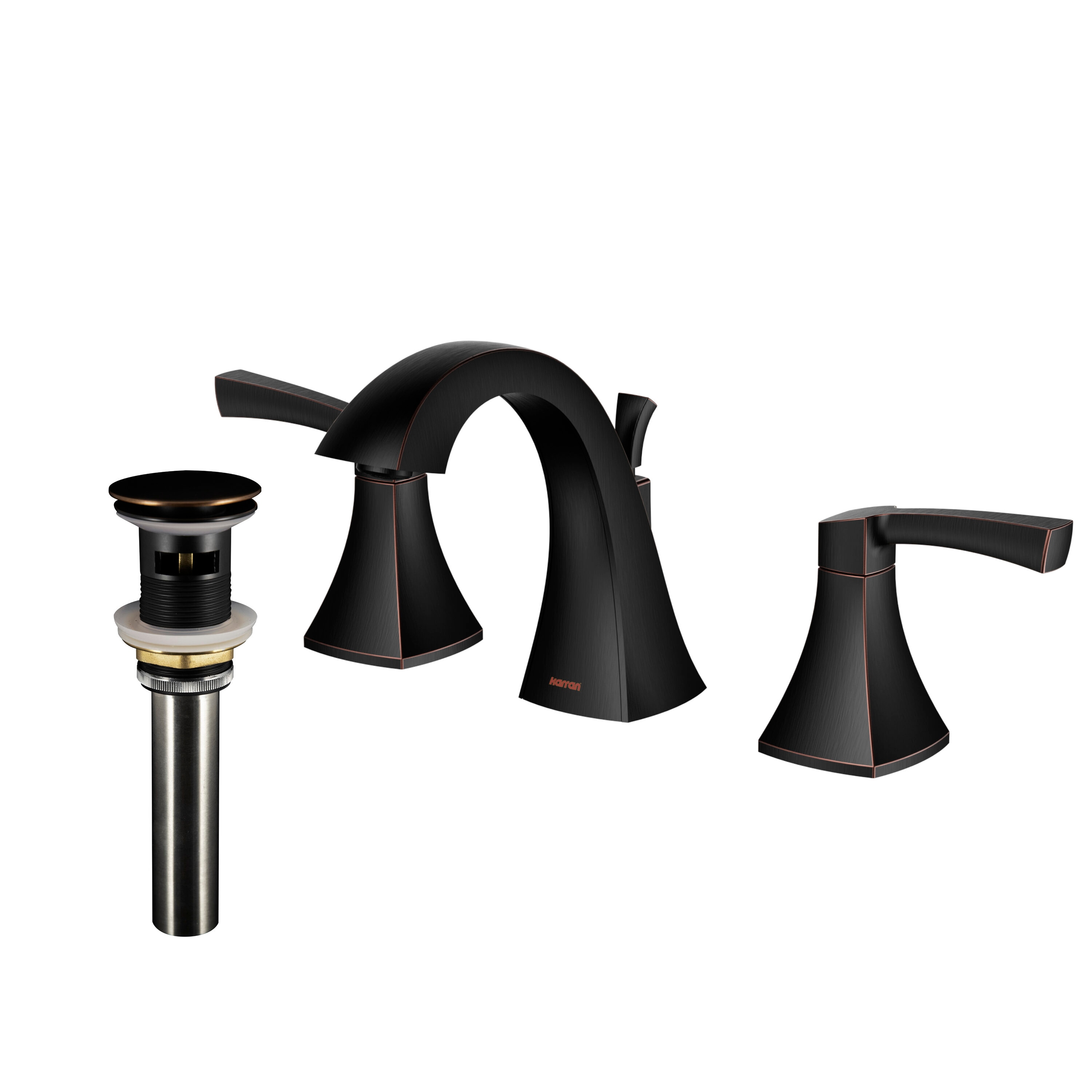 Karran KBF524ORB Randburg Oil Rubbed Bronze Widespread 2-handle WaterSense Low-arc Residential Handle Bathroom Sink Faucet with Drain