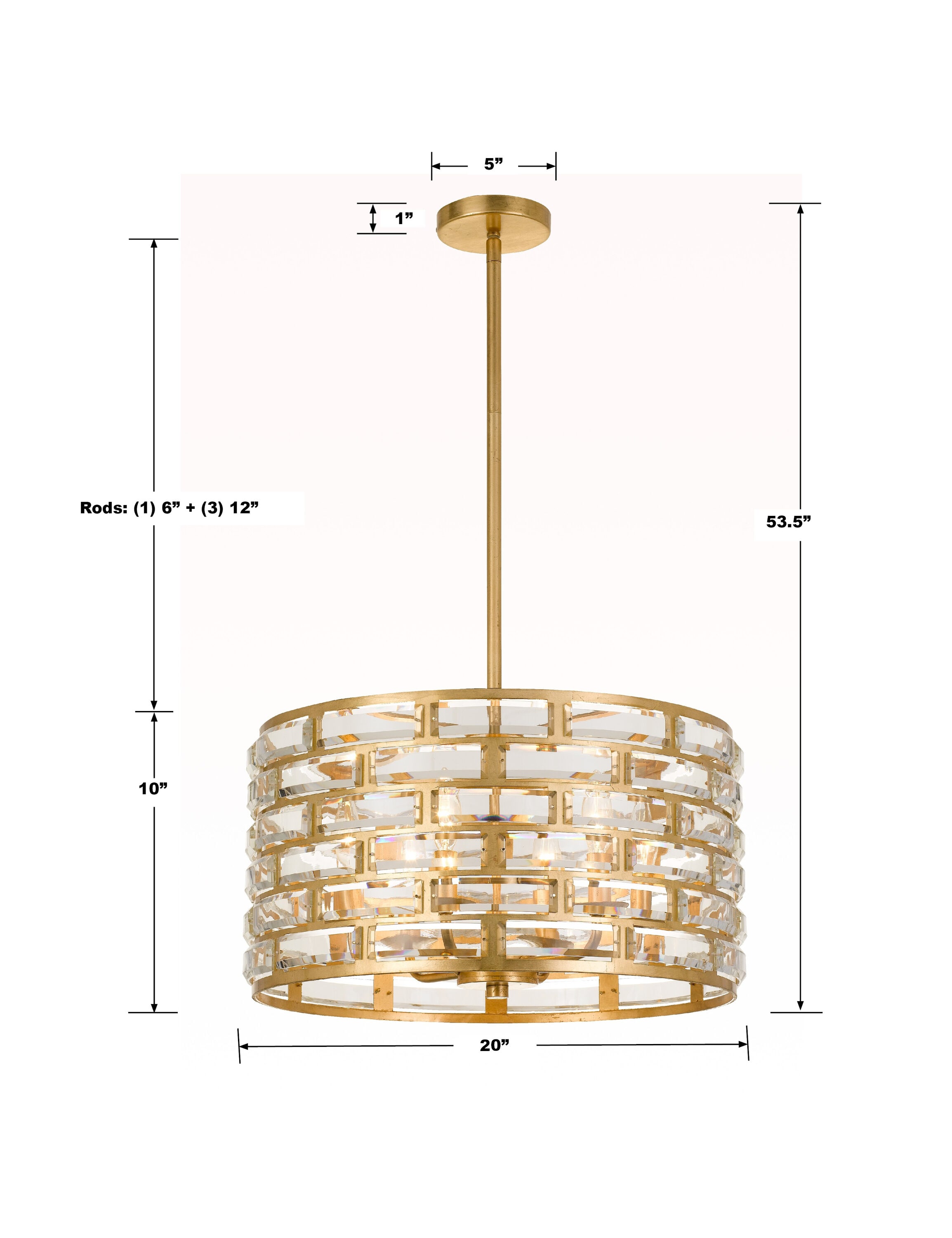 Mini Antique Gold Crystal 6-Light Chandelier with Faceted Jewels
