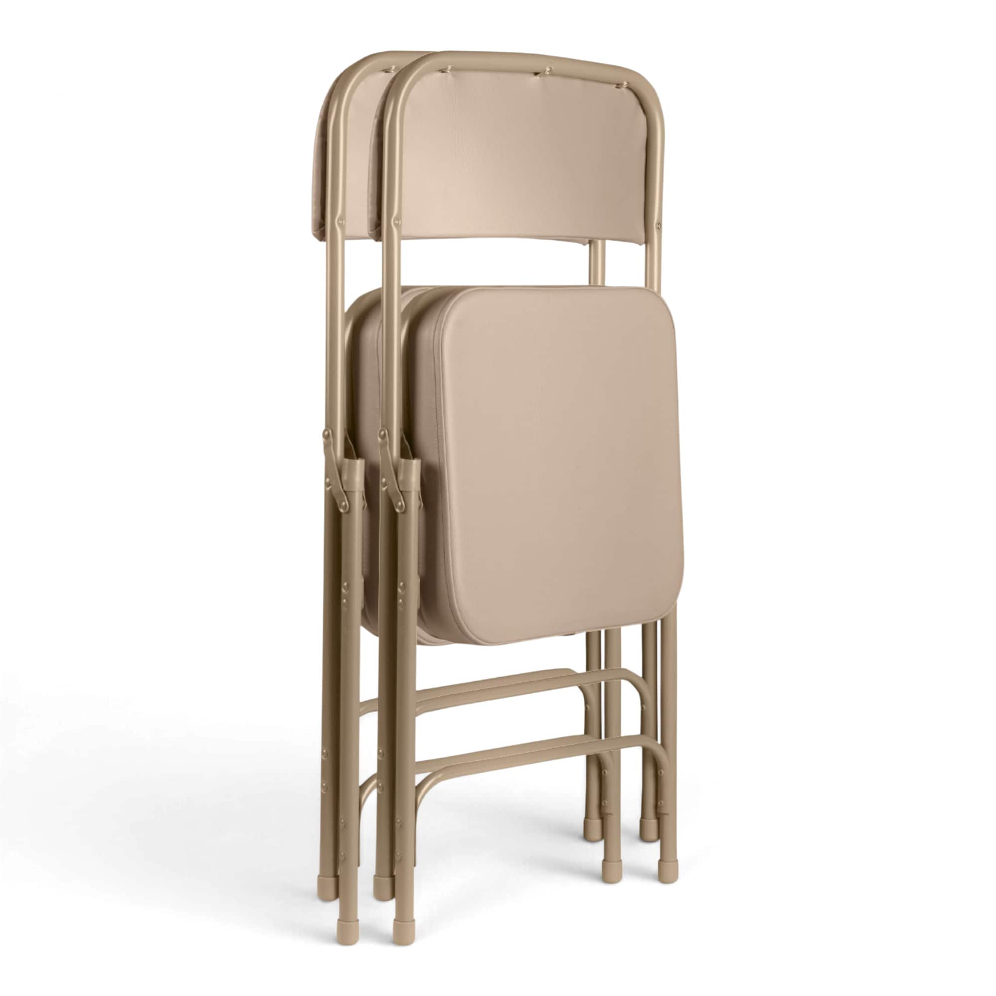 Hampden Furnishings - 2 -Pack Bronze Metal Frame Padded Vinyl Seat Indoor Standard Folding Chair ...