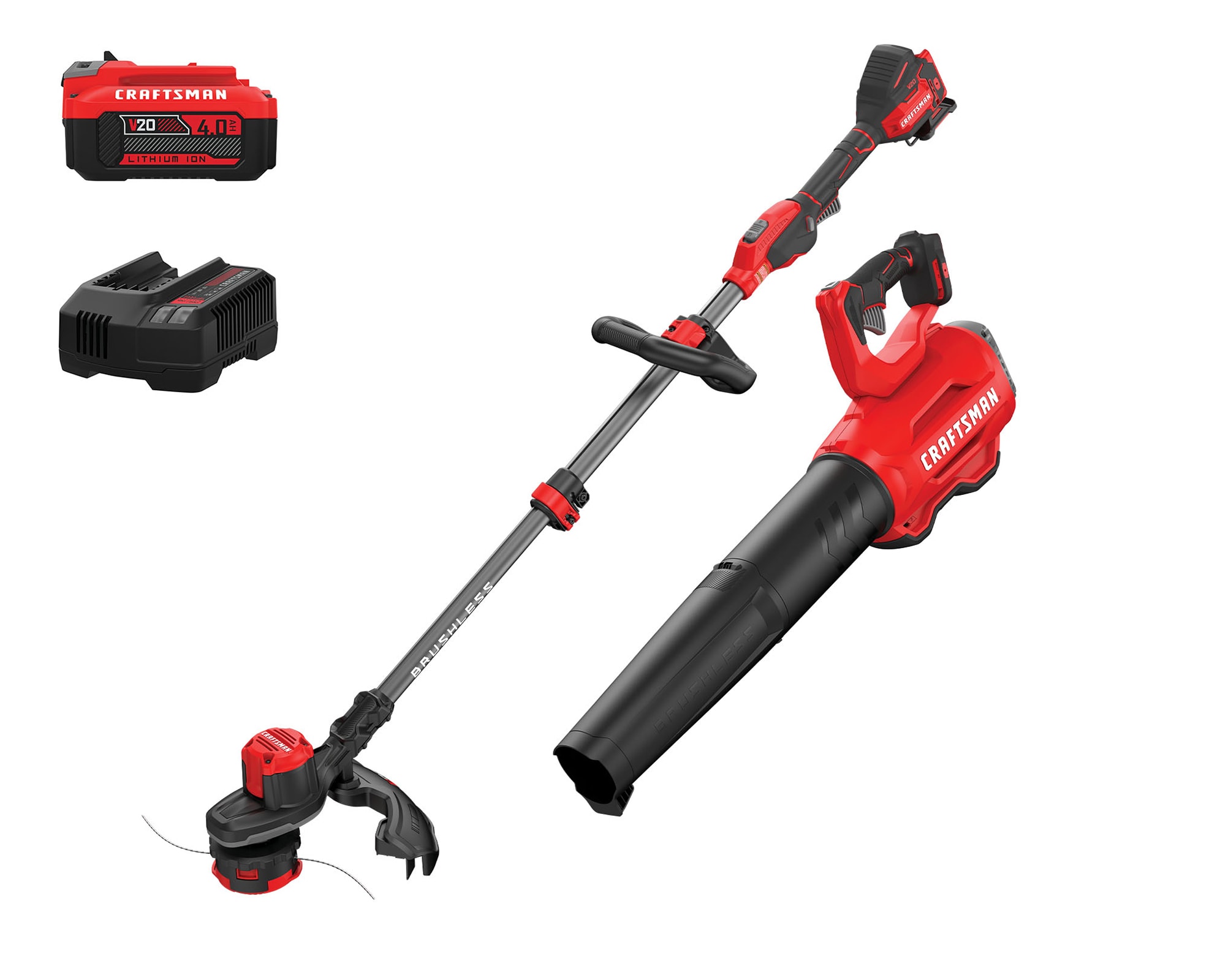 CRAFTSMAN V20 20-volt Max Cordless Battery String Trimmer and Leaf Blower Combo Kit 4 Ah (Battery & Charger Included) CMCK397M1 Sansujyuku sansujyuku.com