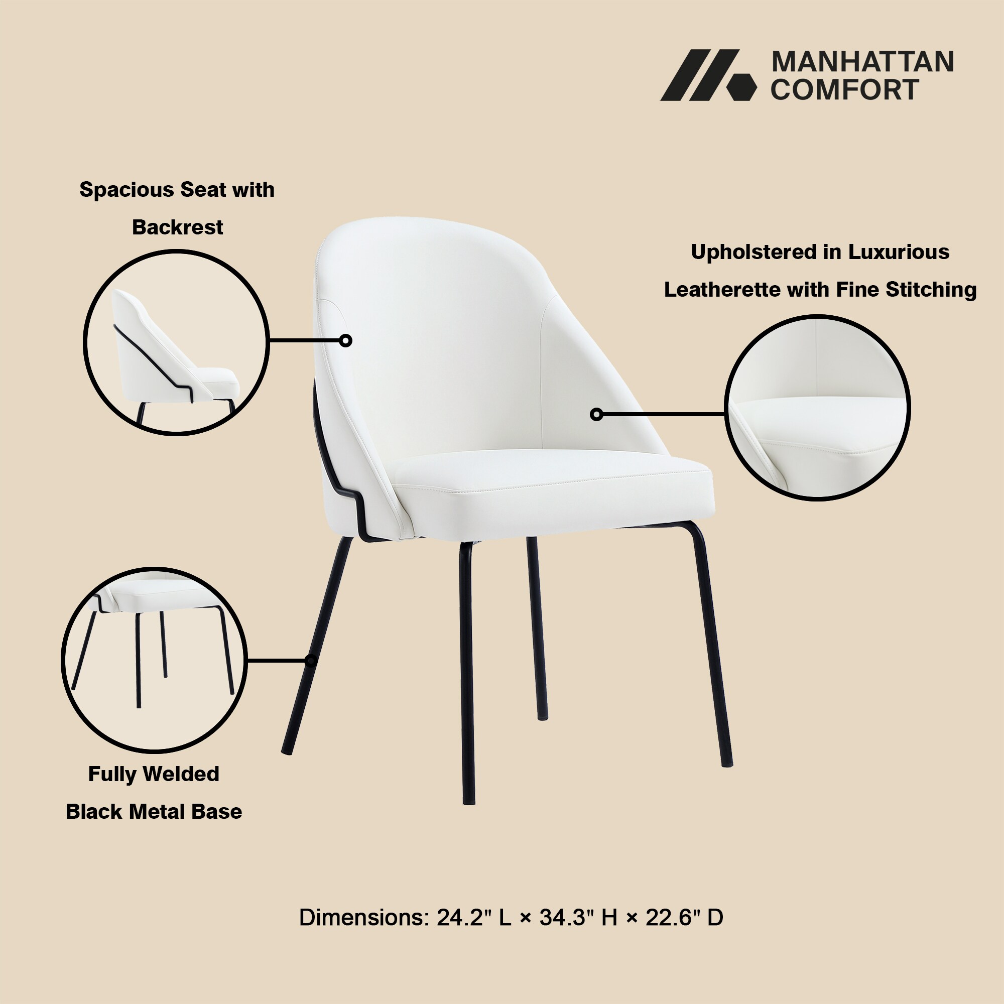 Manhattan Comfort 2-DC100-BWH Dining-Chairs - View #4