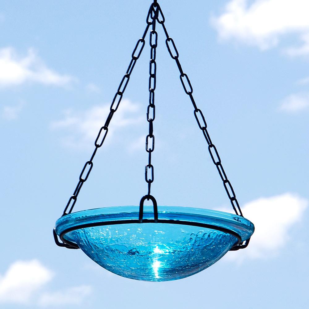 Minuteman International BBH-02T 16.5-Inches H Teal Glass Complete birdbath