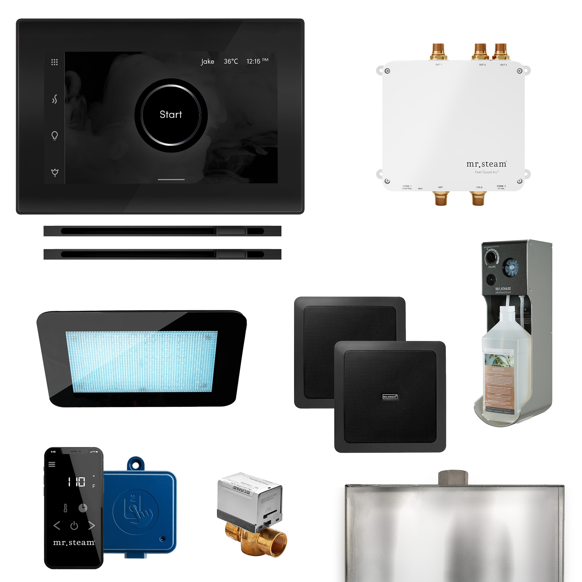 Mr. Steam BLS-BKXLMB Bliss Max Linear 600-Watts Matte Black Steam generator control kit