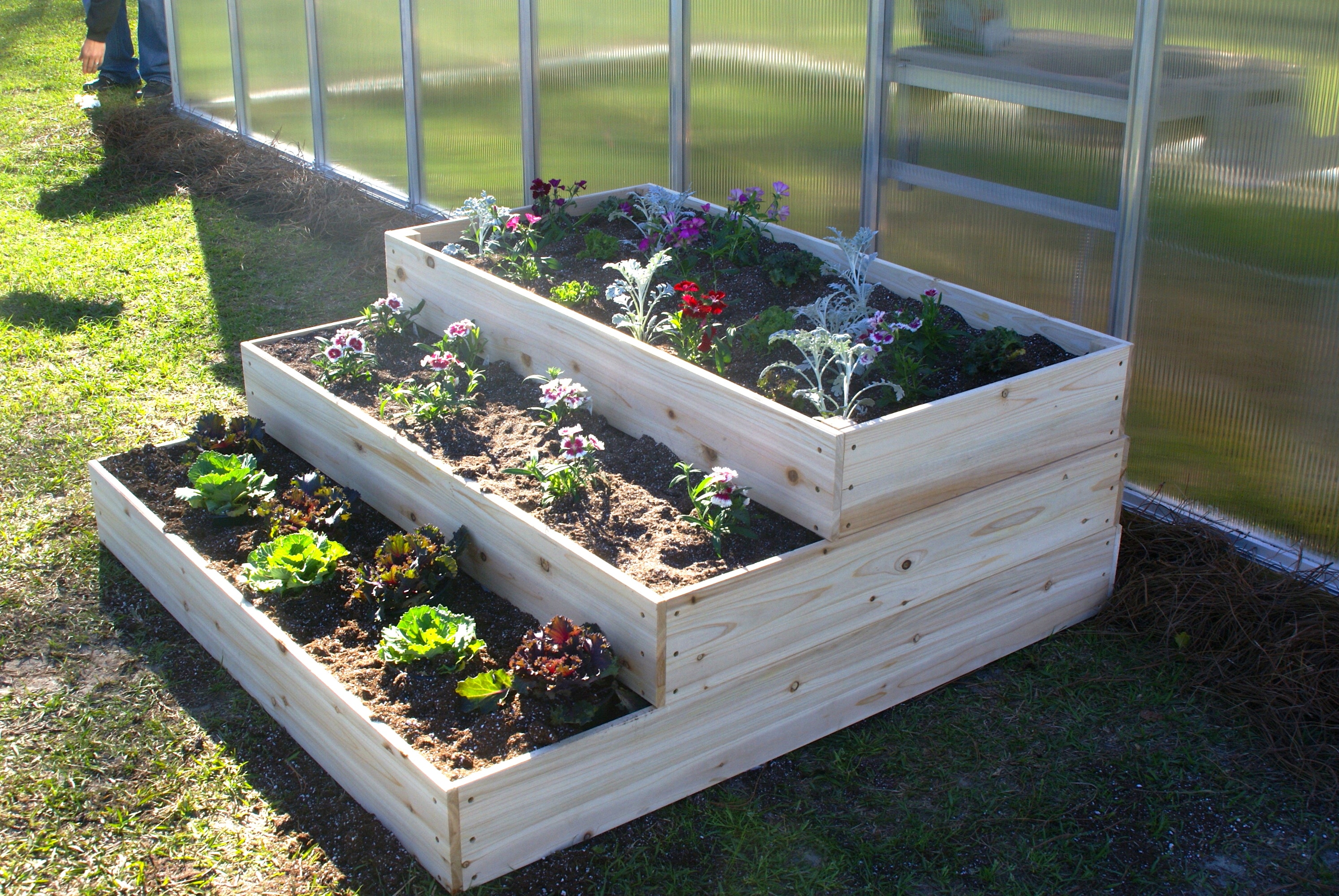 Natural Fir Wood 3-Tier Raised Garden Bed Kit