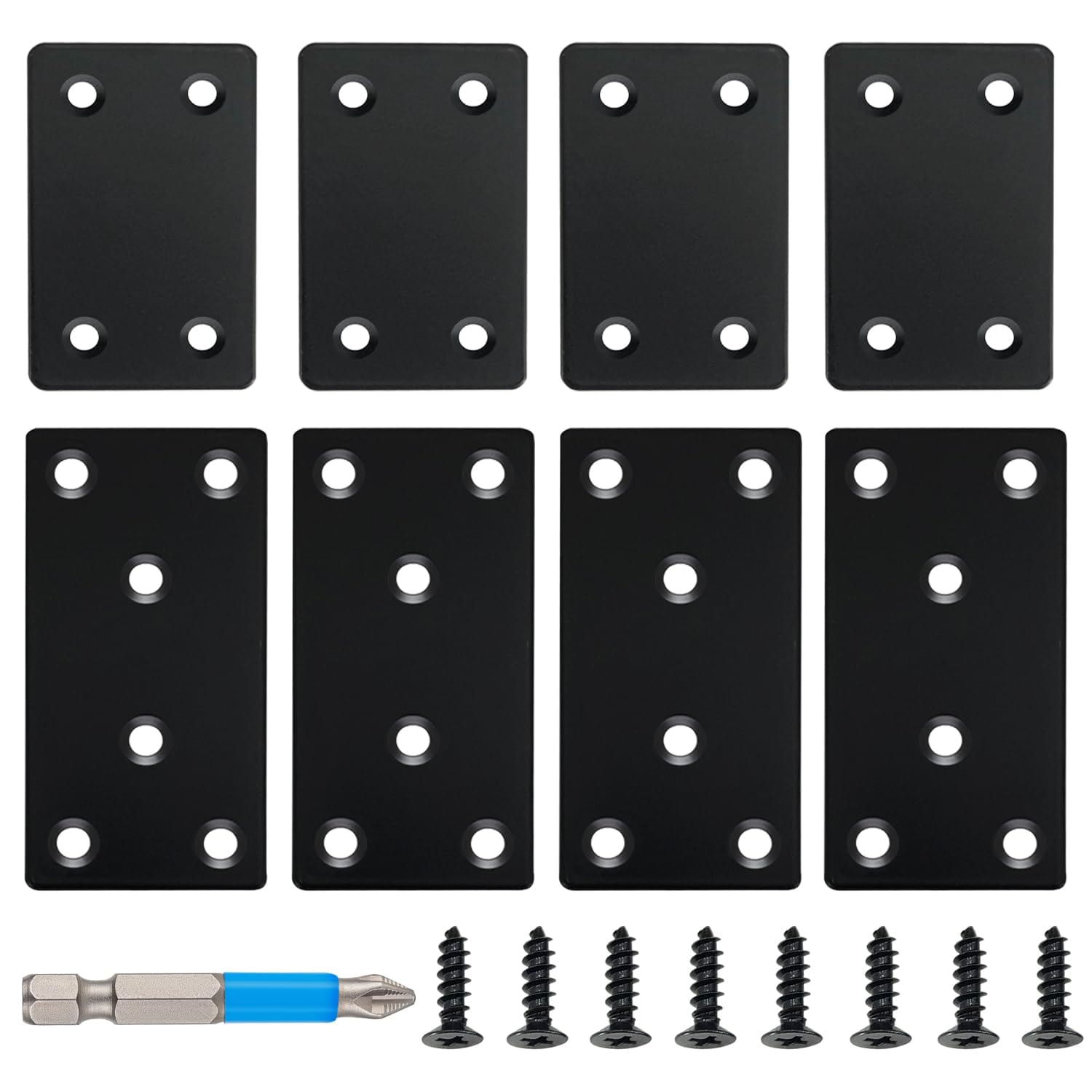 Phyfalip Black Flat Mending Plate Set with Screws and Screwdriver for Wood Furniture Repair and Reinforcement durable home and garden accessory #LPF0805P064