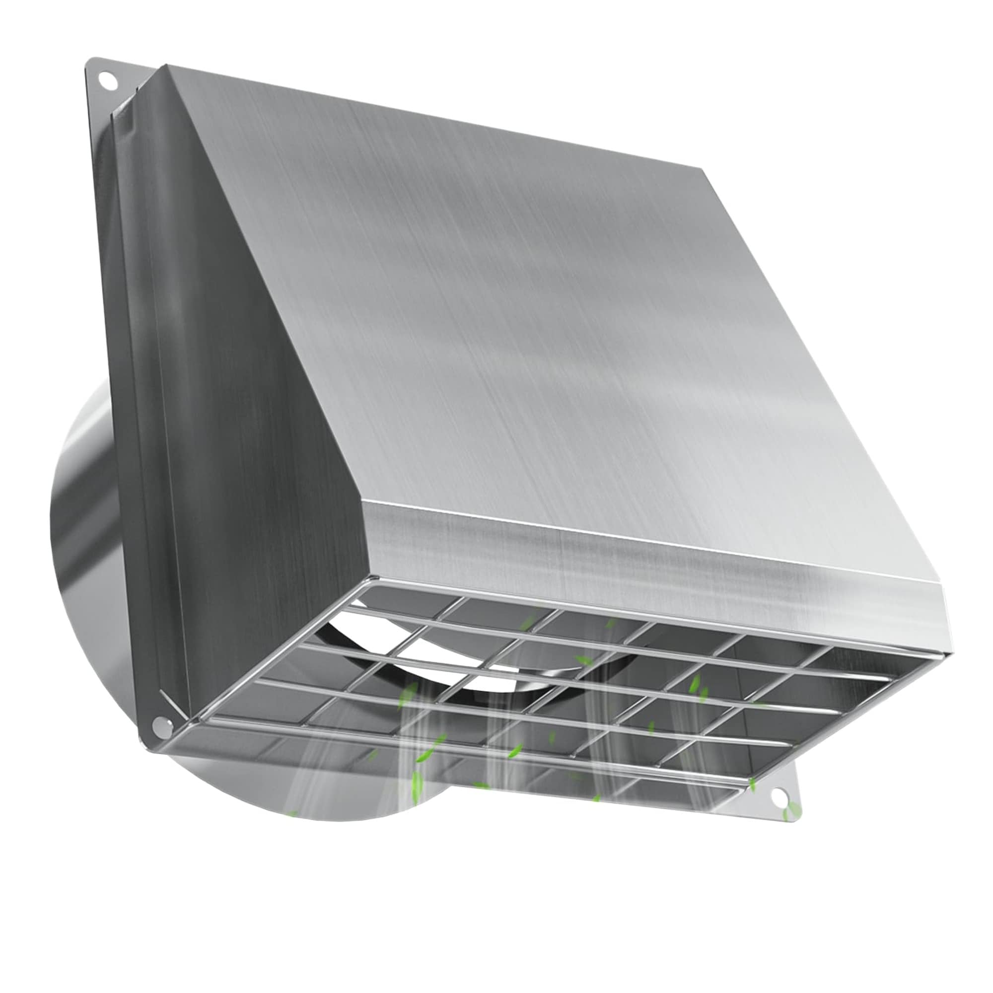 Angel Sar 4 Inch 304 Stainless Steel Dryer Vent Cover with Removable Mesh and Rubber Cushioned Non Return Flap for Outside Wall Exhaust