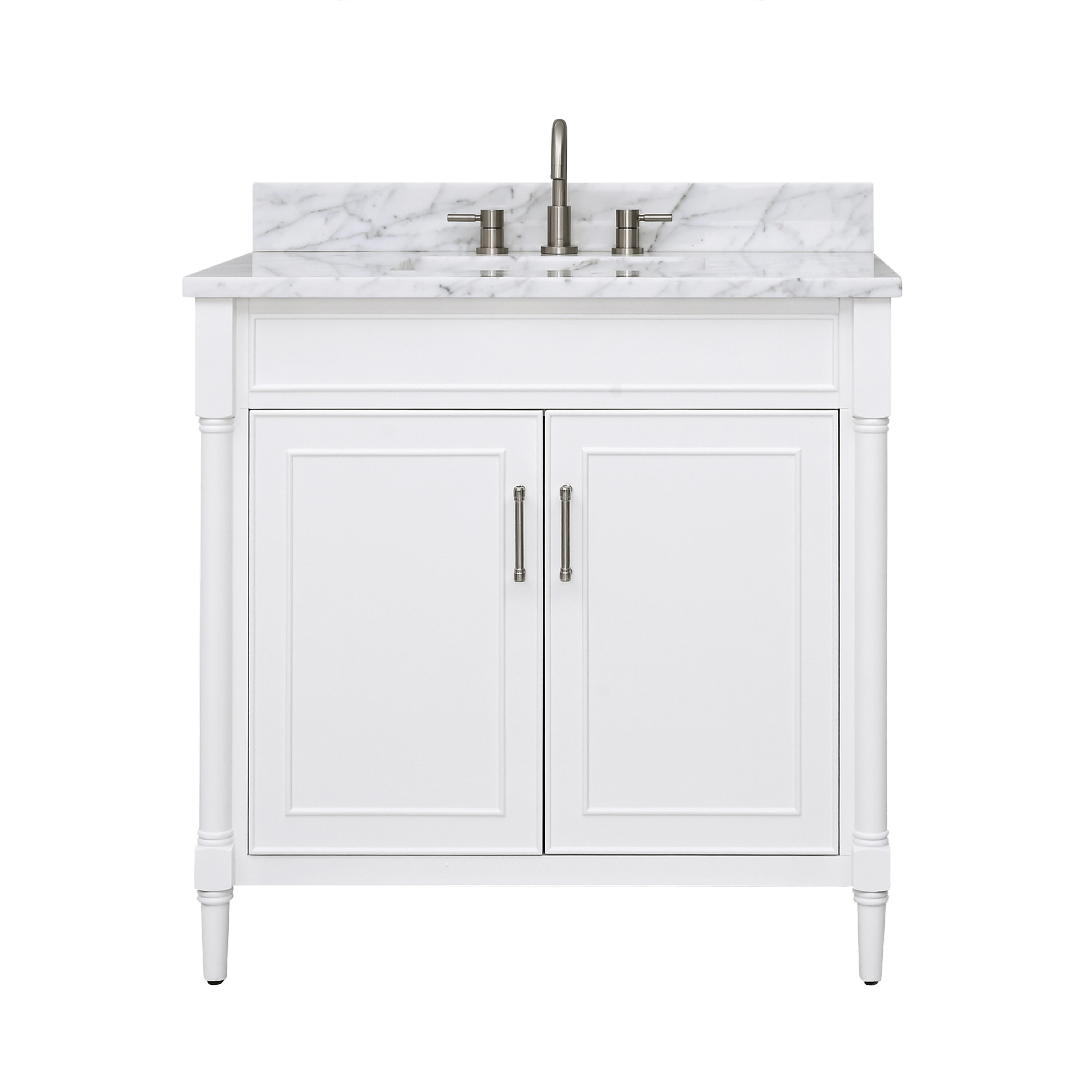 Avanity BRISTOL-VS37-WT-C 37-in White Undermount Single Sink Bathroom Vanity with Carrara White Marble Top