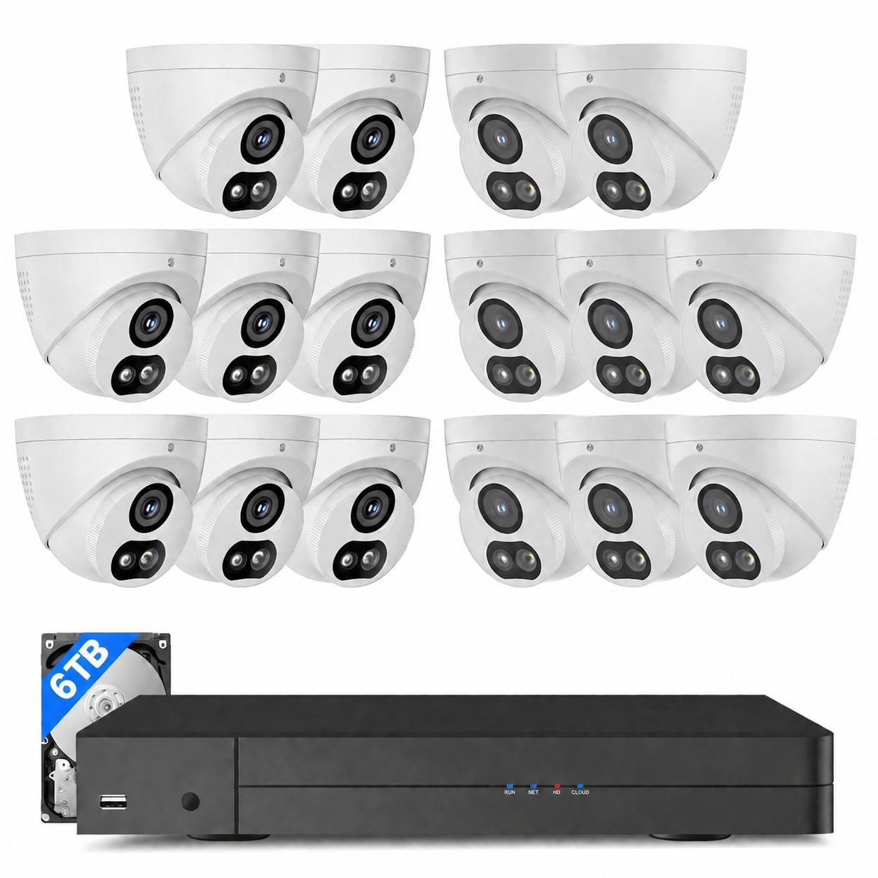 Anqtovp  6TB HDD 12MP NVR Security Camera System 16 Pcs 4K 8MP Wired PoE Security Cameras 121 Wide View 2 Way Audio Color Night Vision Human