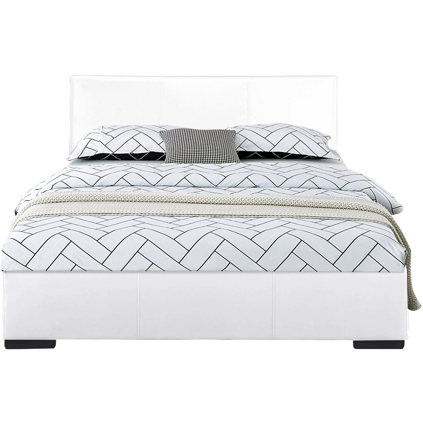 Camden Isle Abbey White King Contemporary Platform Bed in the Beds  department at 