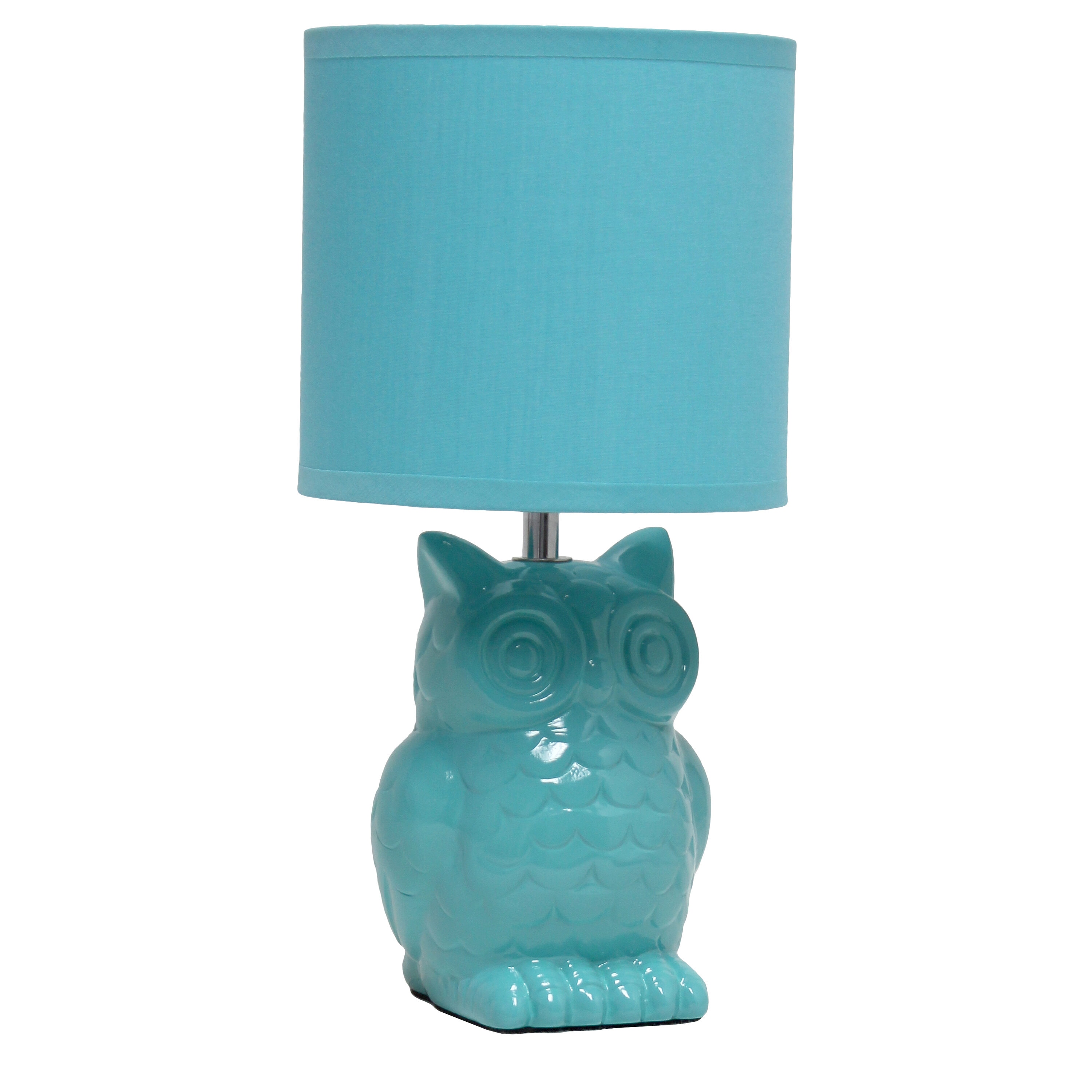 Simple Designs LT1136-TBL 12.8-in Tiffany Blue LED Incandescent Table Lamp with Fabric Shade