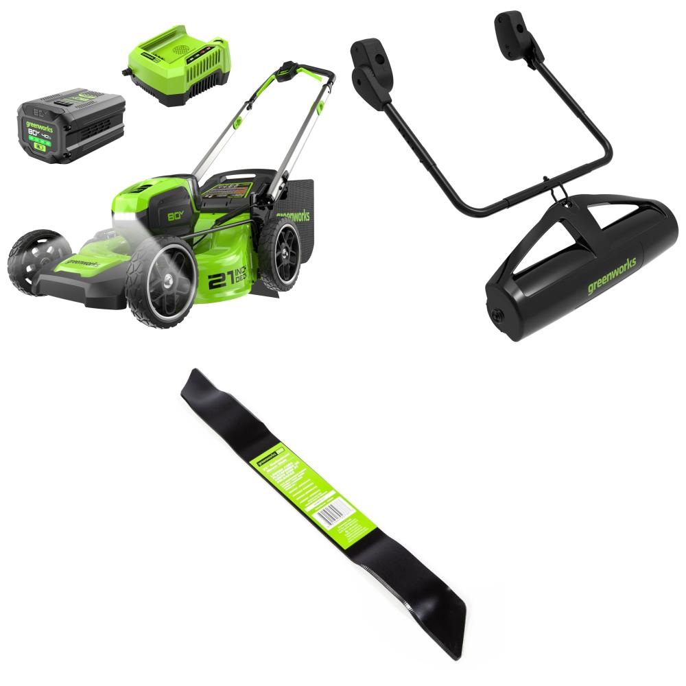 Greenworks 80-volt, 21-in Push Battery Walk Mower with (1) 4 Ah Battery & Charger Included + Striper & Blade Kit