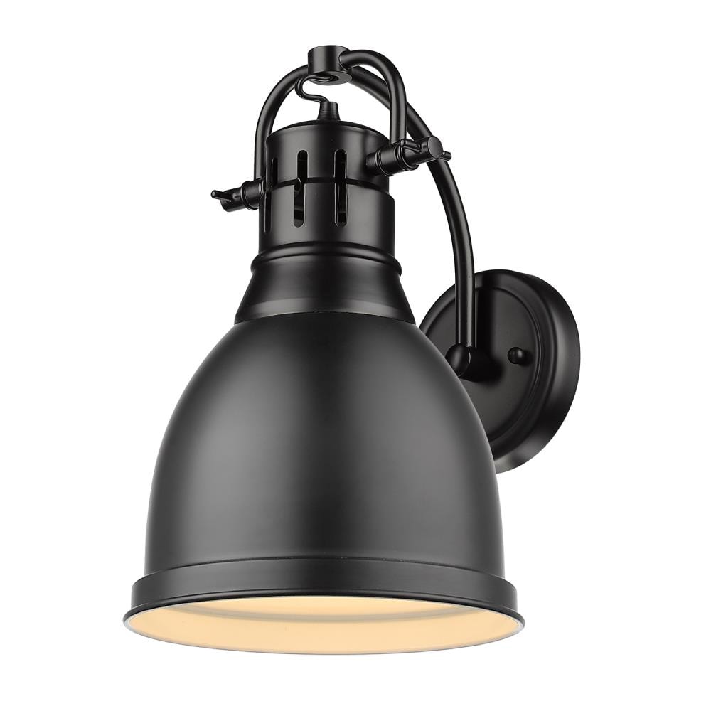 Golden Lighting 3602-1W BLK-BLK Duncan 8.875-in W 1 -Light Polished Black Transitional Wall Sconce