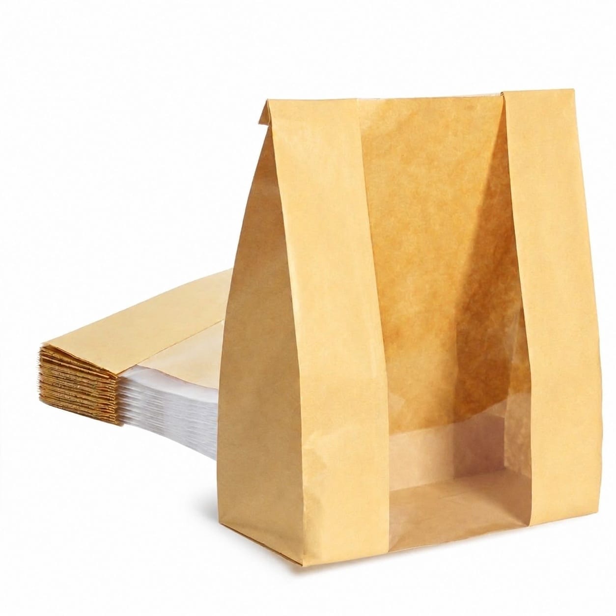 Aoibox  Large Paper Bread Bags with Window for Homemade Baked Goods 13 7x8 3x3 5 in 25 Pack with Label Stickers