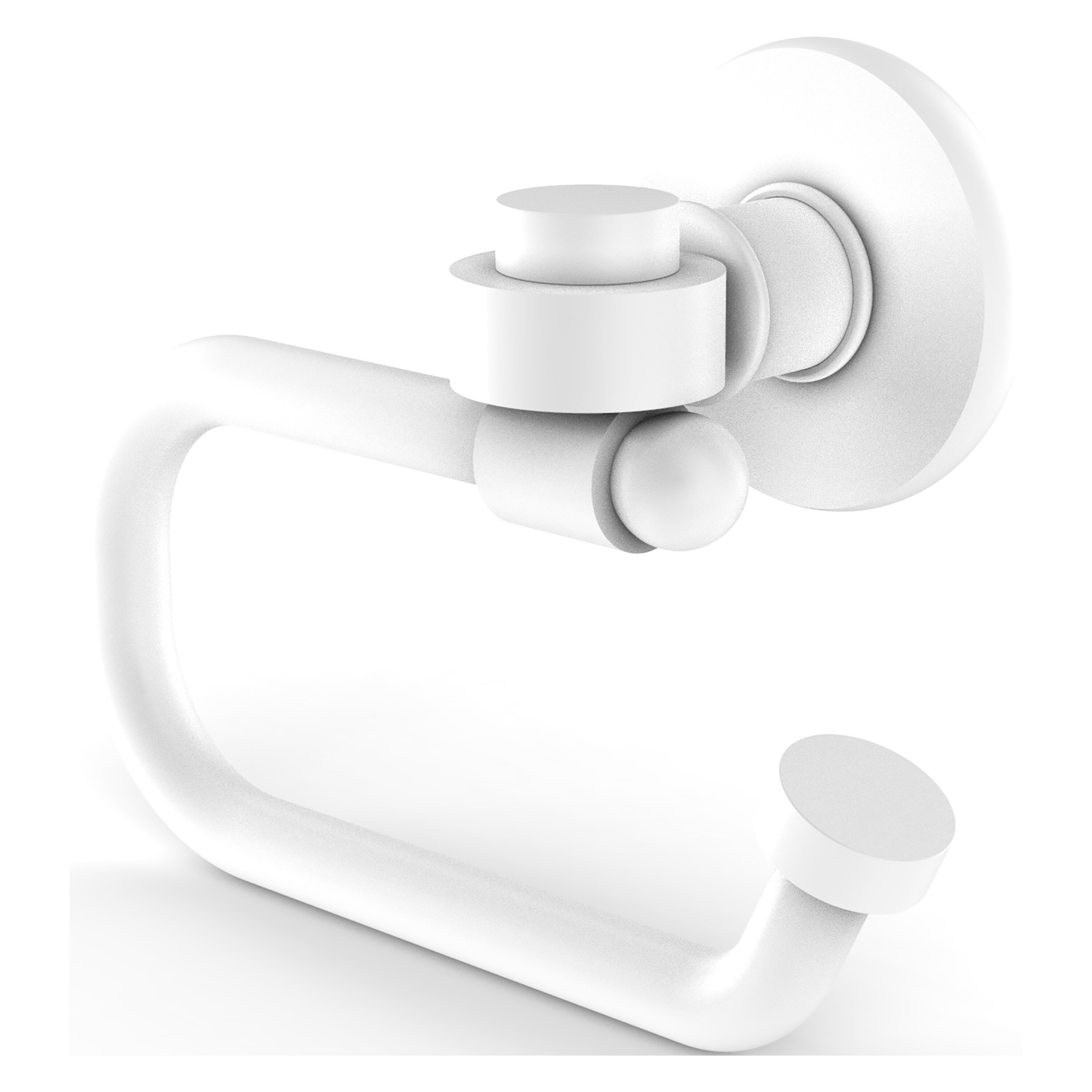 Allied Brass 2024E-WHM Continental Matte White Wall mount Single post Toilet Paper Holder 1 -Rolls with Storage