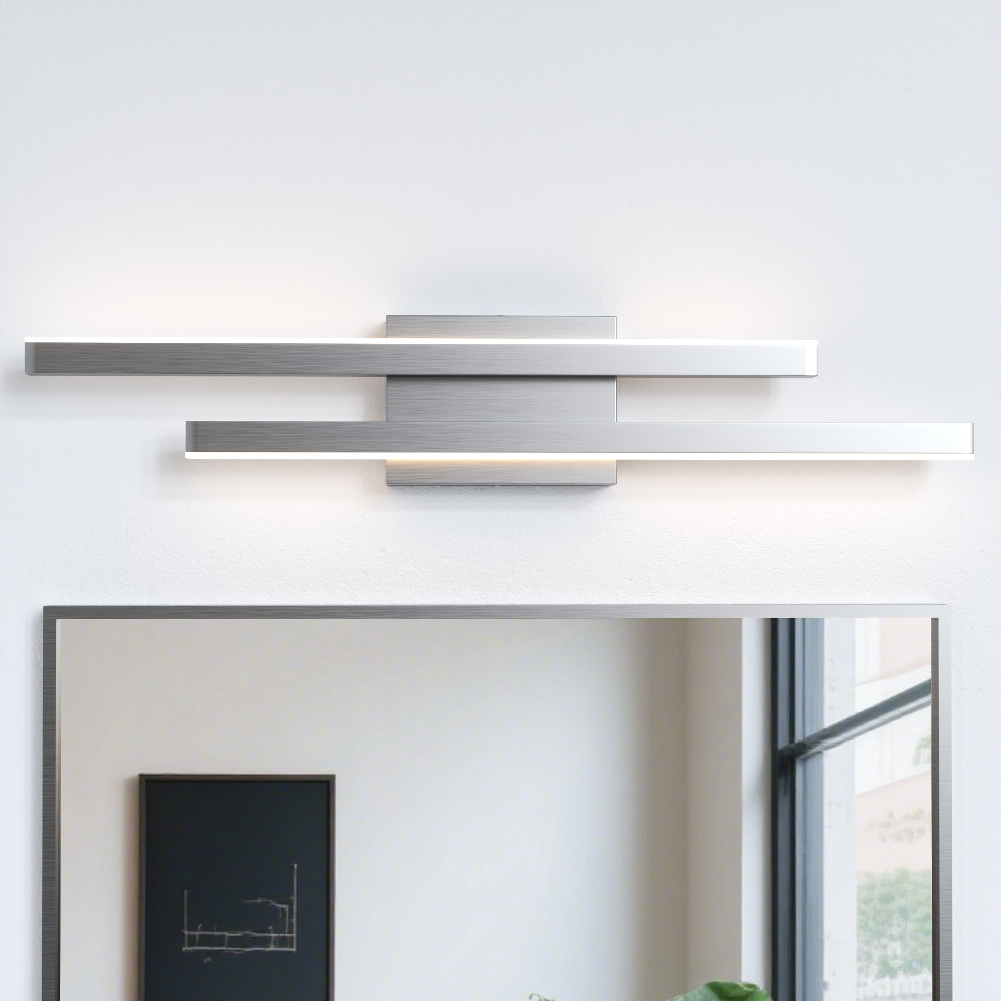 Maxax Luminous Essence 24-in 2 Light Satin Nickel Integrated LED Modern/contemporary Vanity light