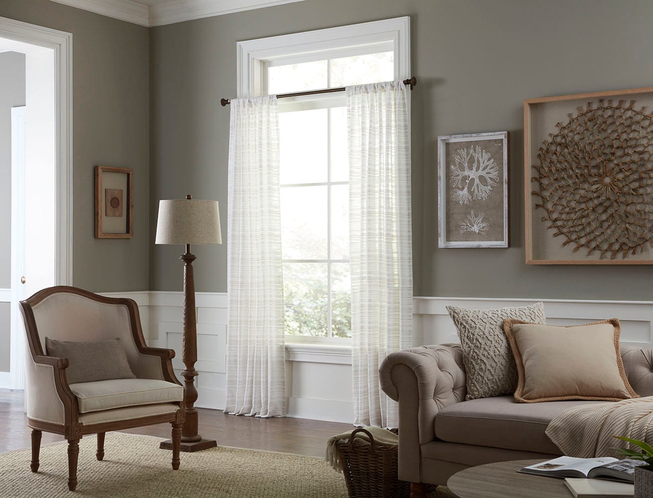 allen + roth 84-in Taupe Light in at department Single the Drapes Curtain Filtering Pocket & Curtains Rod Panel