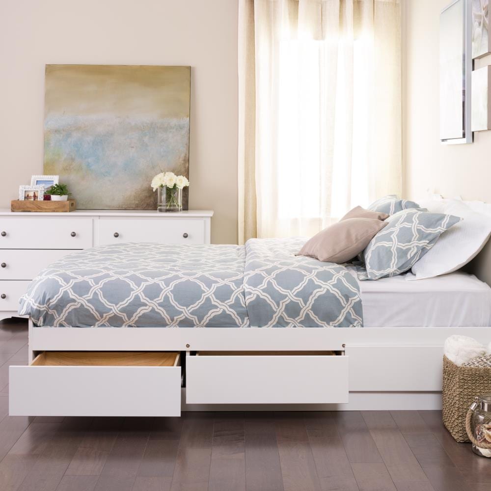 Prepac Mate S White Full Platform Bed, Full Bed Storage Platform