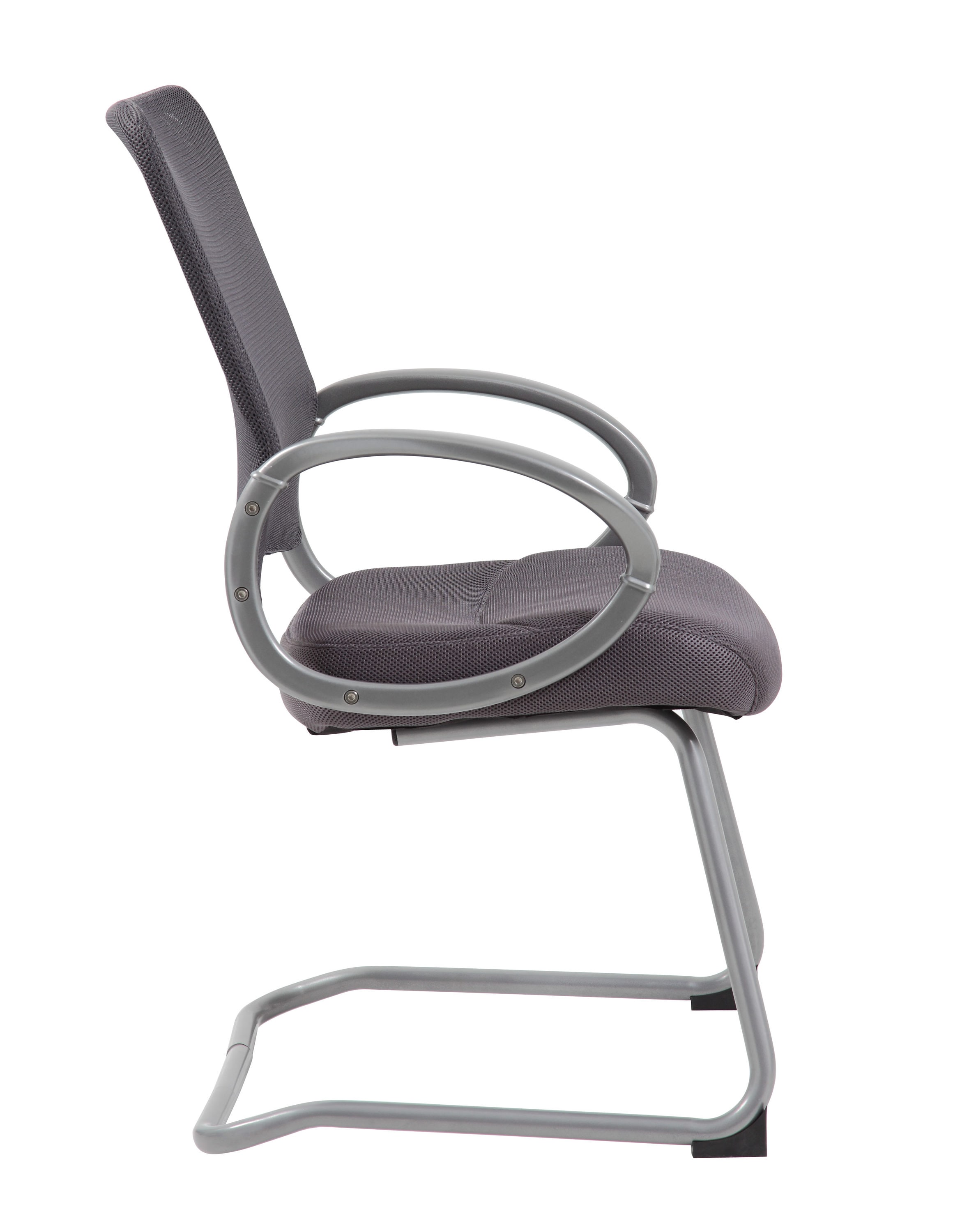 Charcoal Gray High Back Mesh Guest Chair with Pewter Metal Base