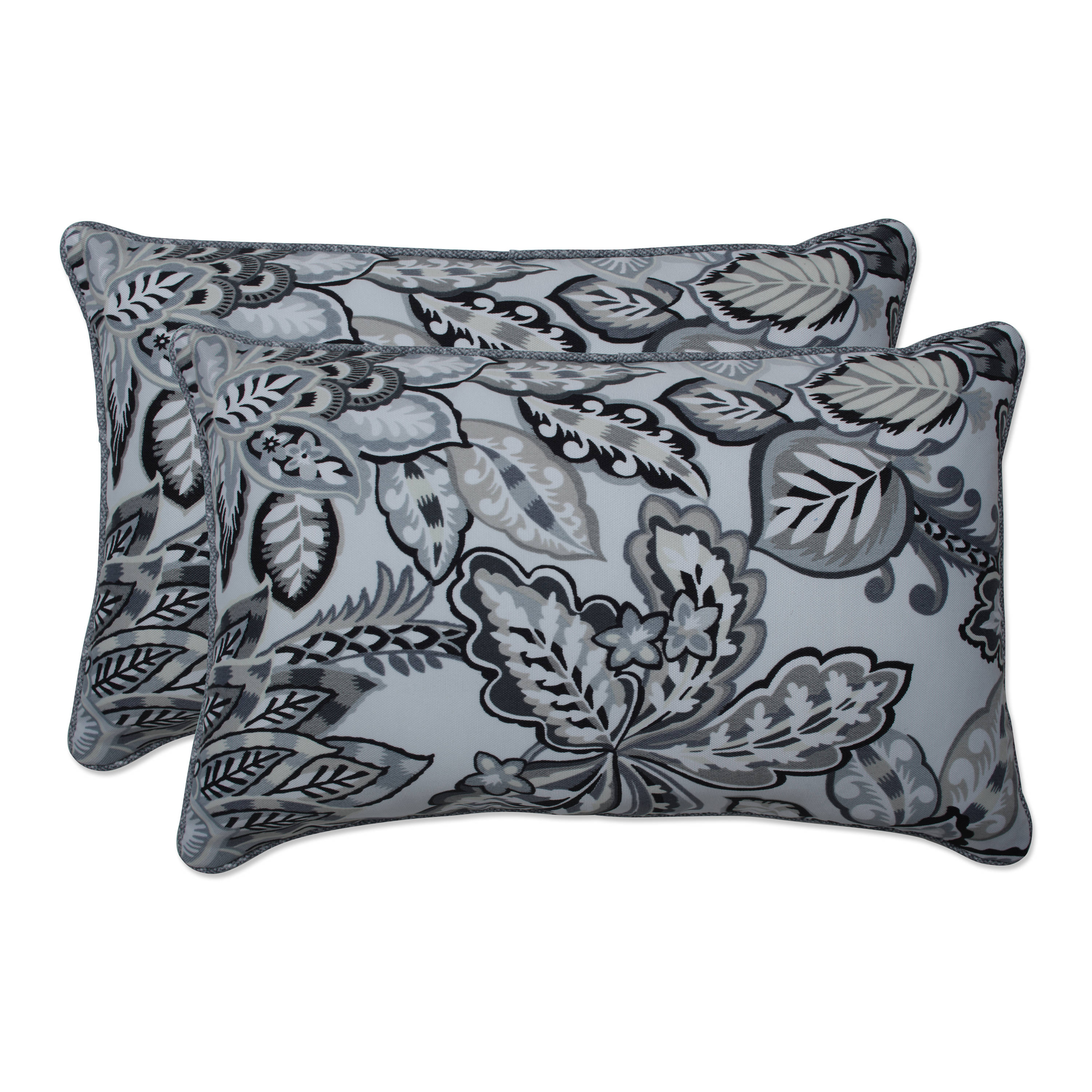 Pillow Perfect 681818 2-Pack Graphic Print Black Rectangular Throw Pillow